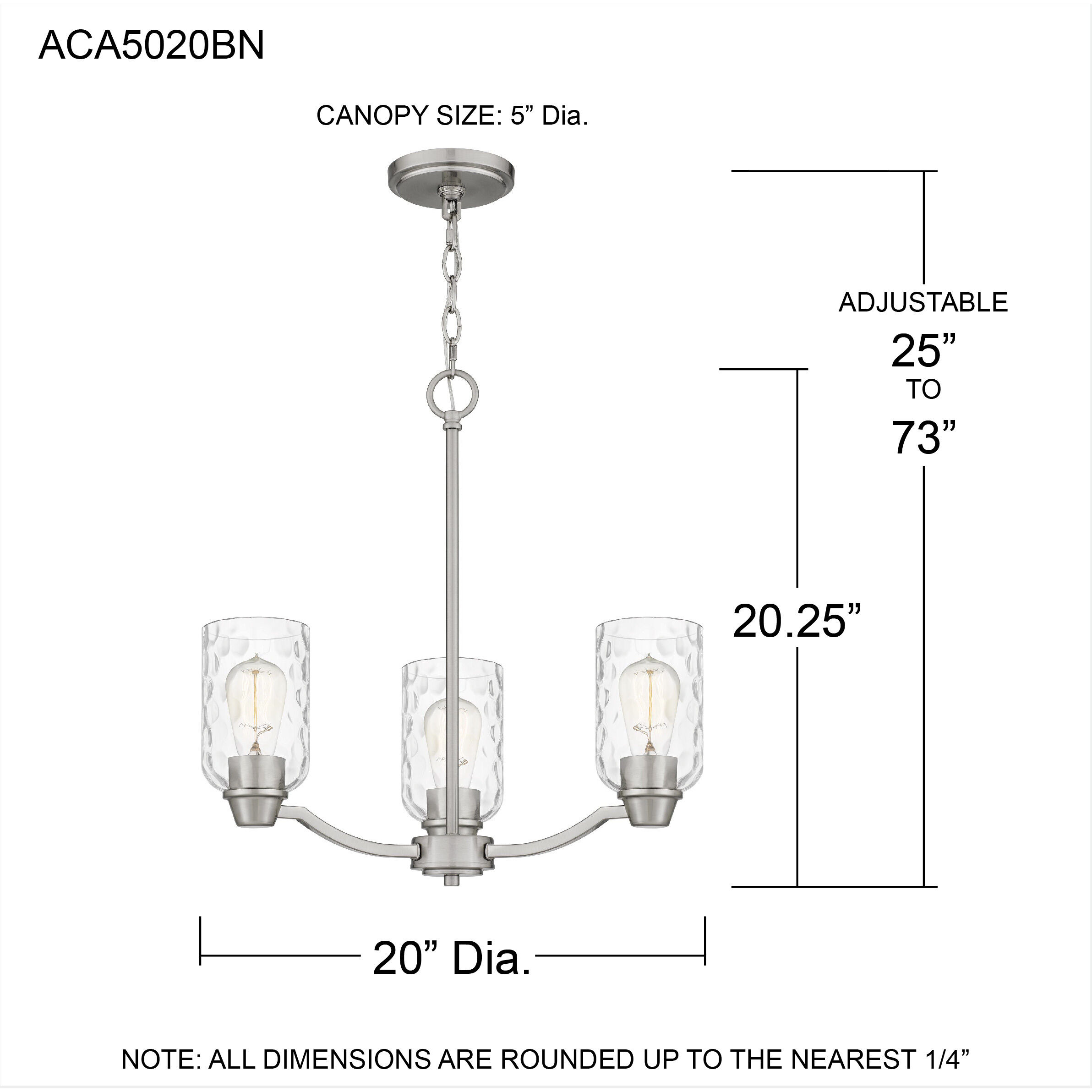 Acacia 3 Light 20 inch Brushed Nickel Chandelier Ceiling Light