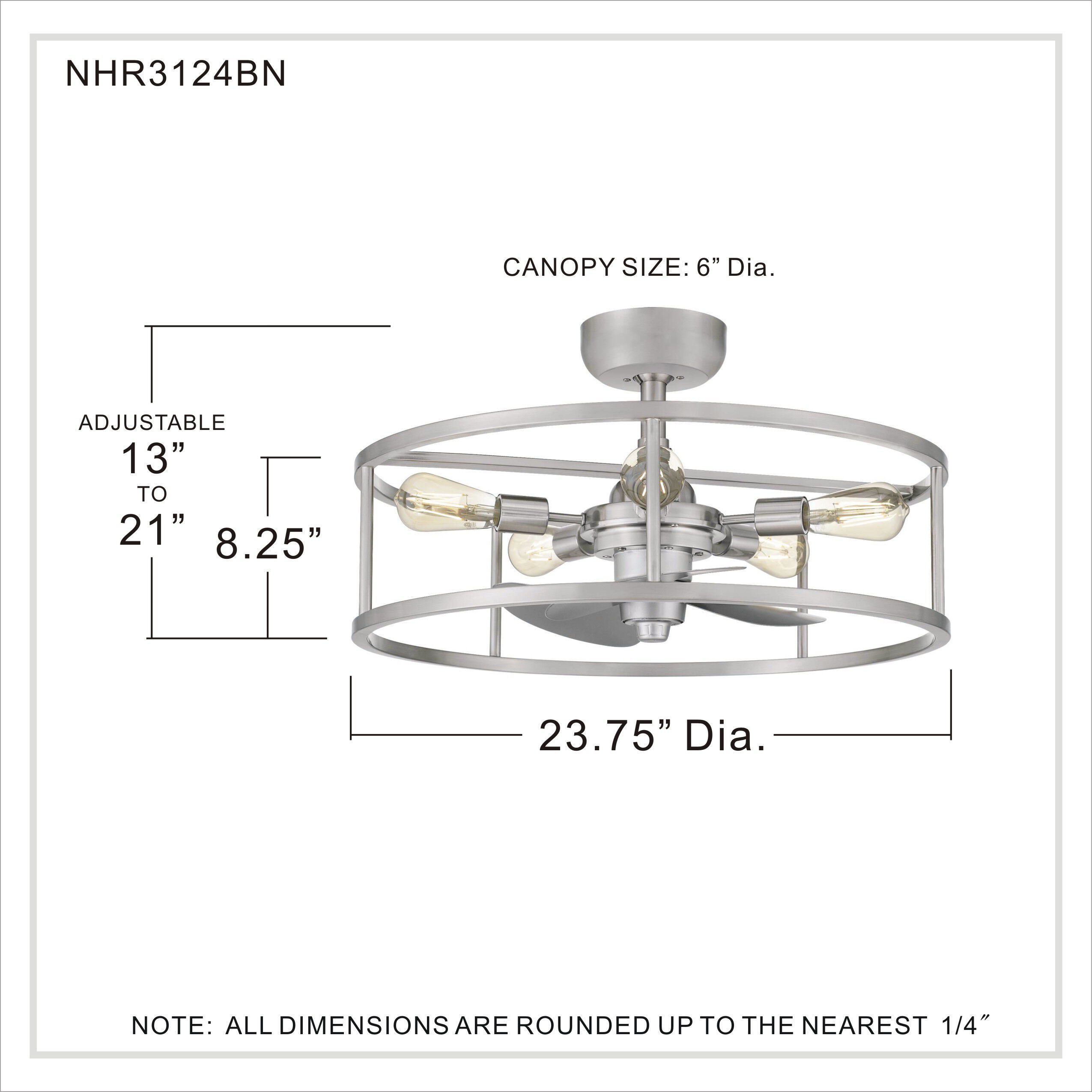 New Harbor 24 inch Brushed Nickel with Silver Blades Fandelier