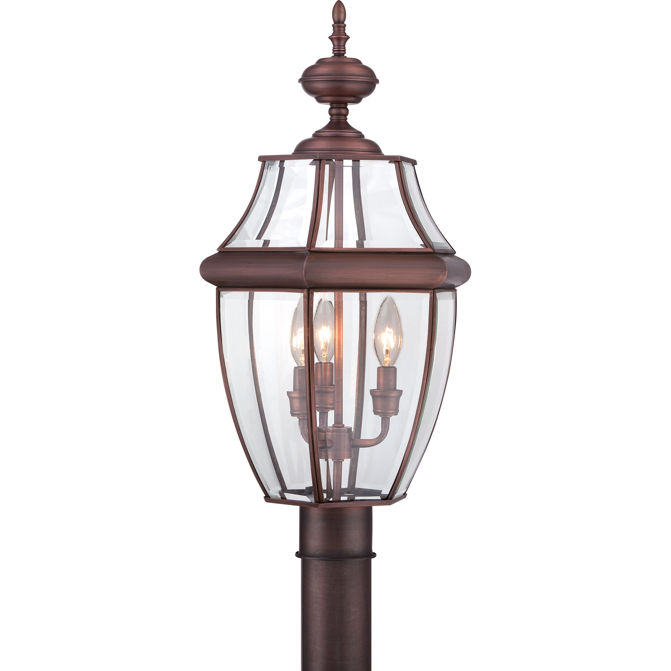 Newbury 3 Light 23 inch Aged Copper Outdoor Post Lantern