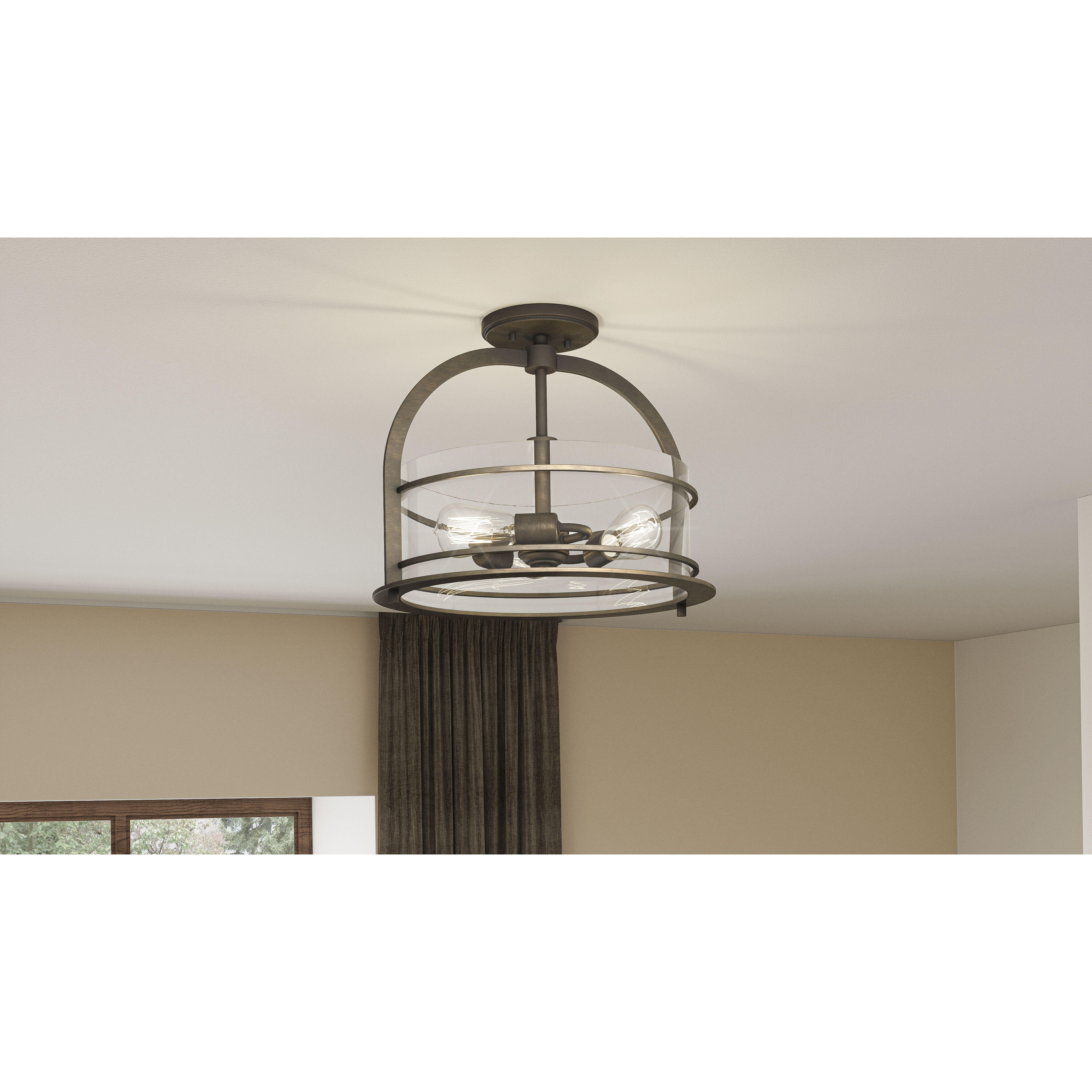 Toscana 3 Light 15.5 inch Statuary Bronze Semi-Flush Mount Ceiling Light