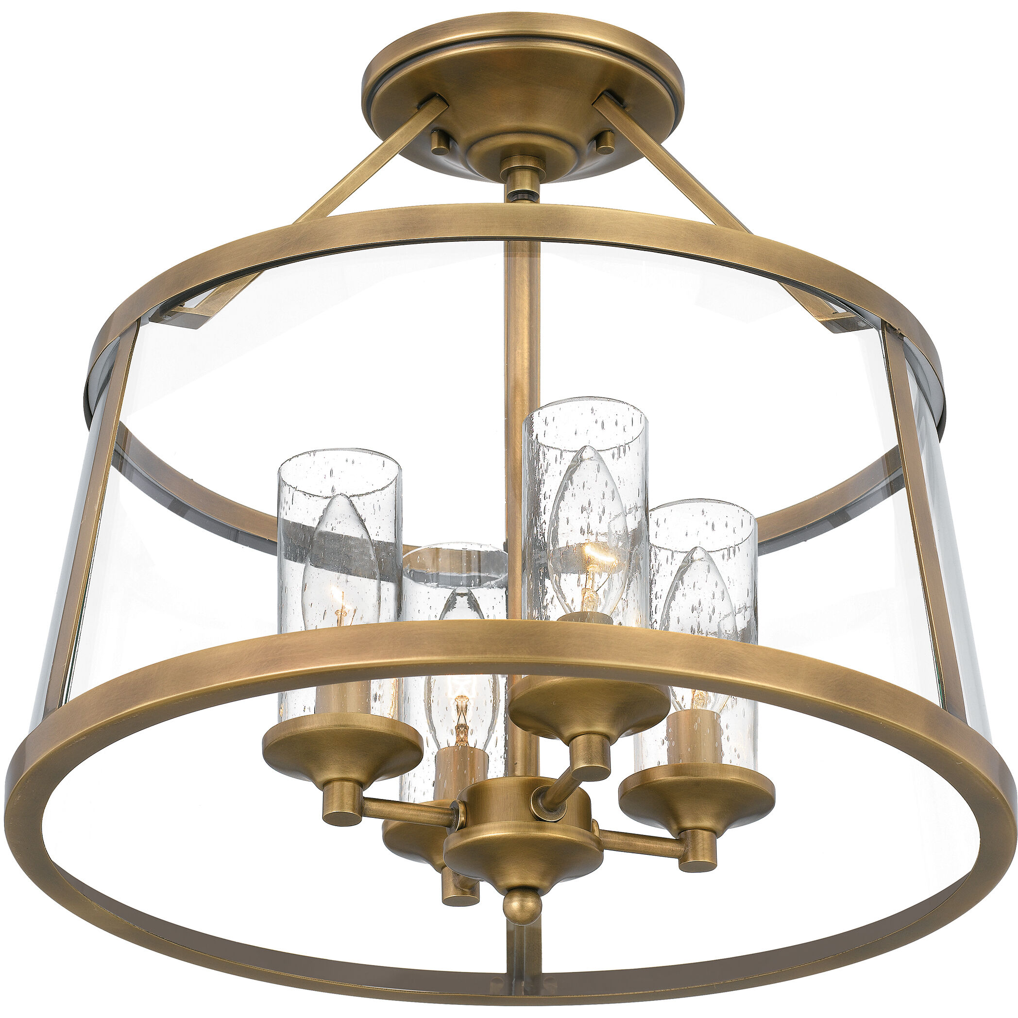 Barlow 4 Light 16 inch Weathered Brass Semi-Flush Mount Ceiling Light