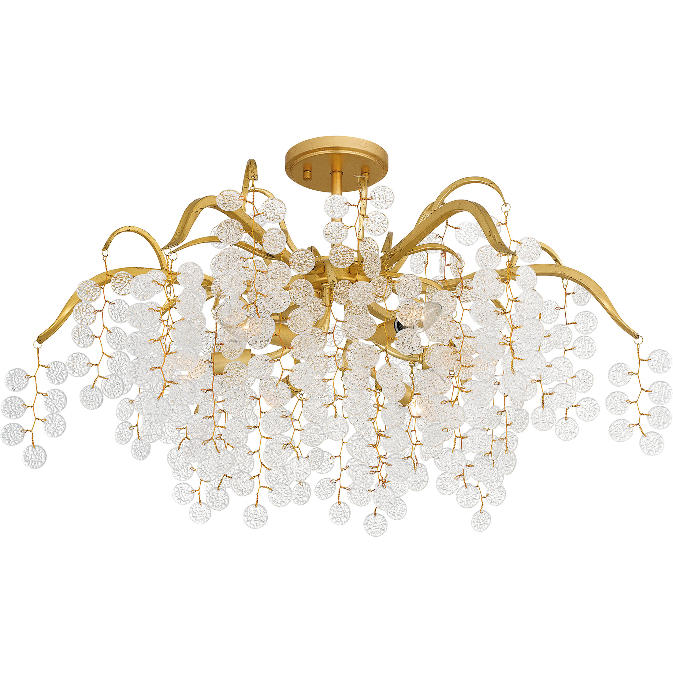 Maple 6 Light 29 inch Gold Leaf Semi-Flush Mount Ceiling Light, Extra Large