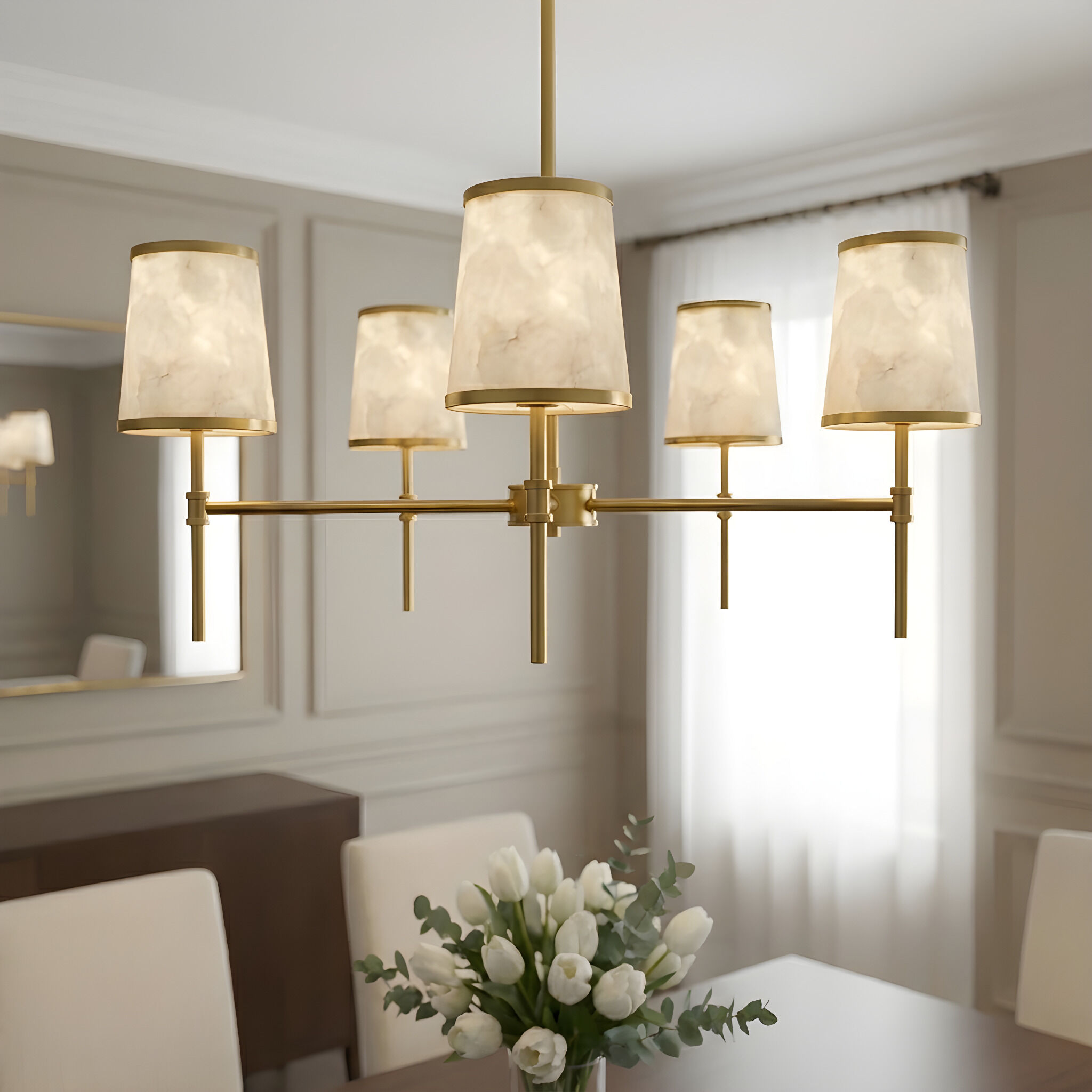 Windley 5 Light 32 inch Brushed Gold Chandelier Ceiling Light