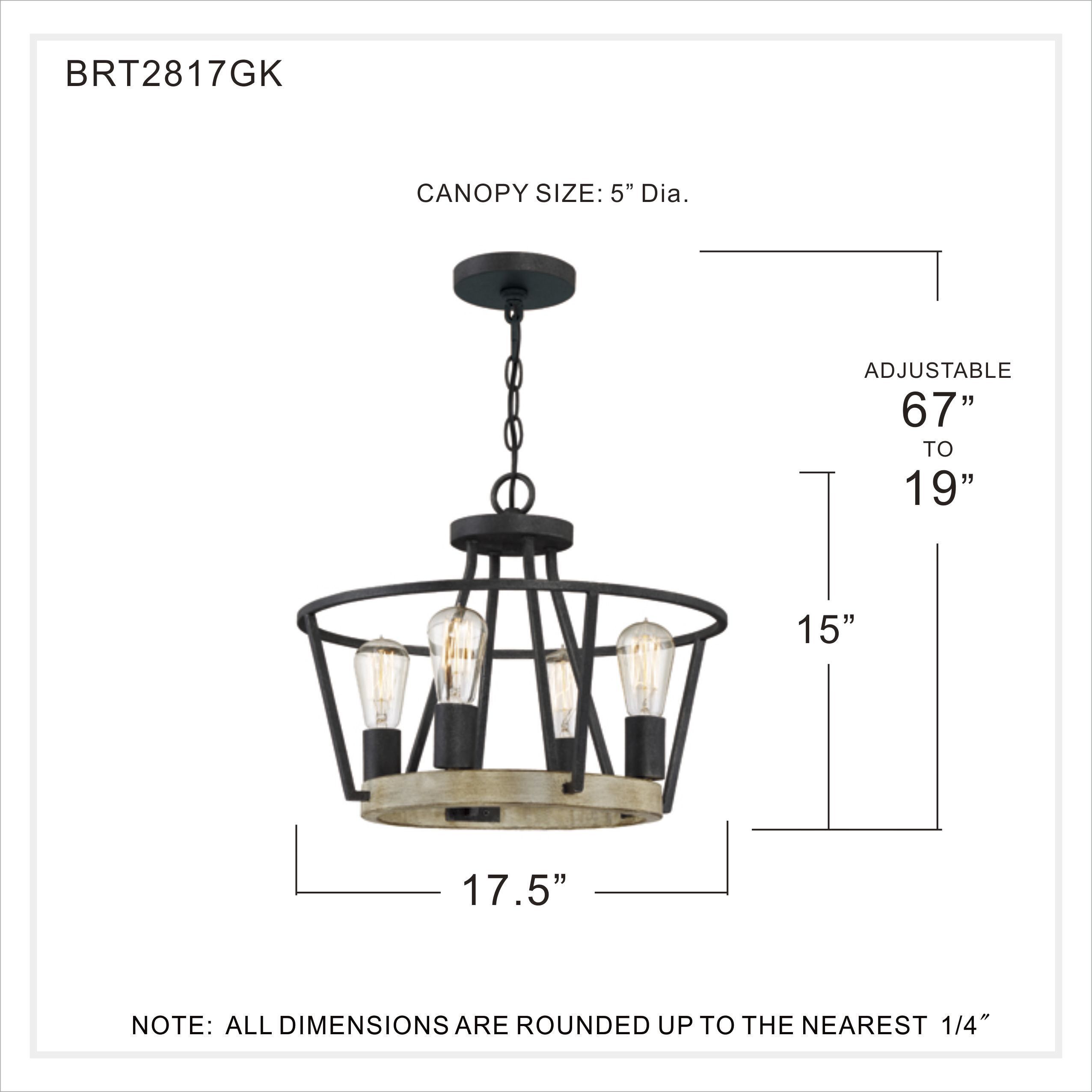 Brockton 4 Light 18 inch Grey Ash Pendant Ceiling Light