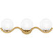 Spherical 3 Light 22.5 inch Aged Brass Bath Light Wall Light, Large