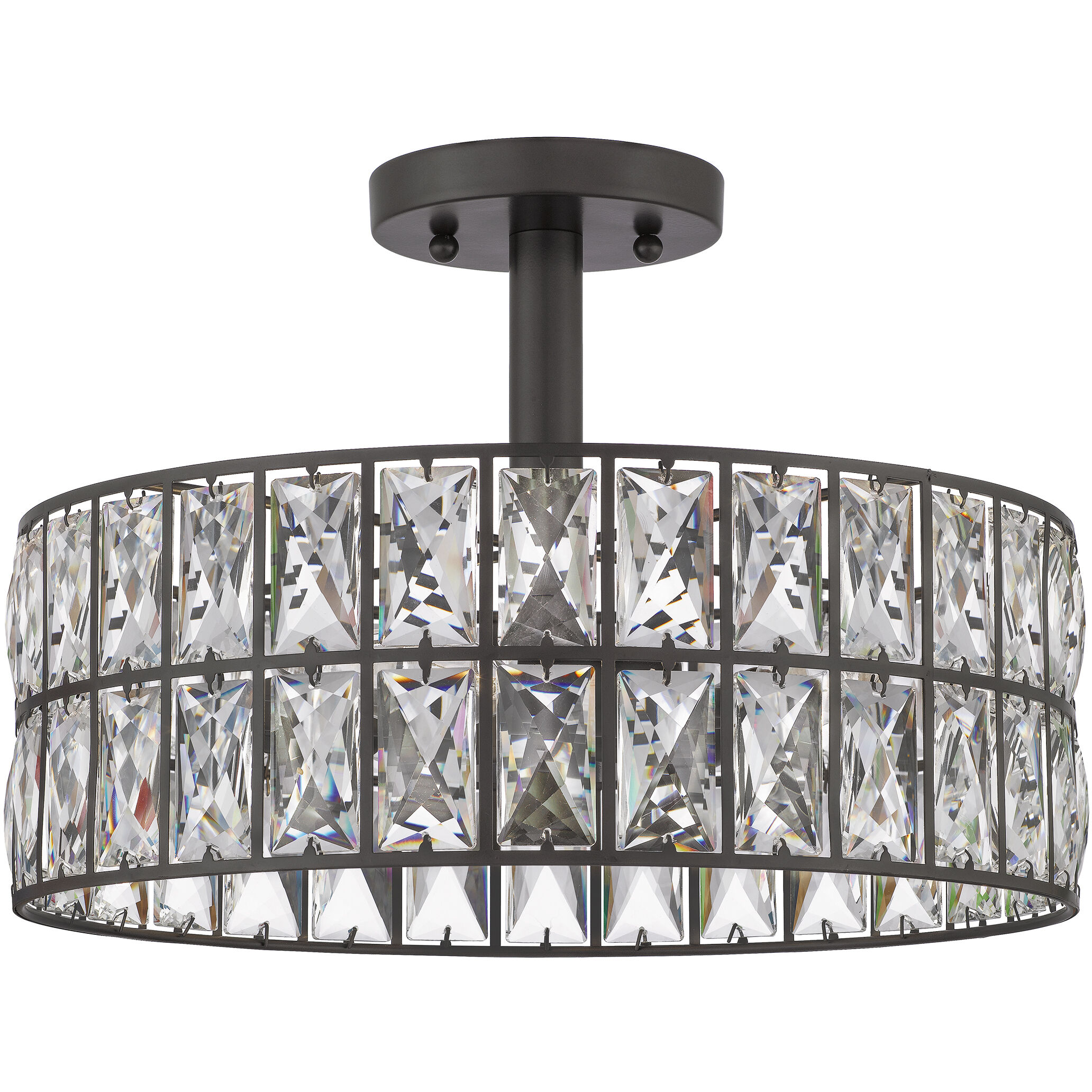 Coffman 3 Light 14 inch Western Bronze Semi-Flush Mount Ceiling Light