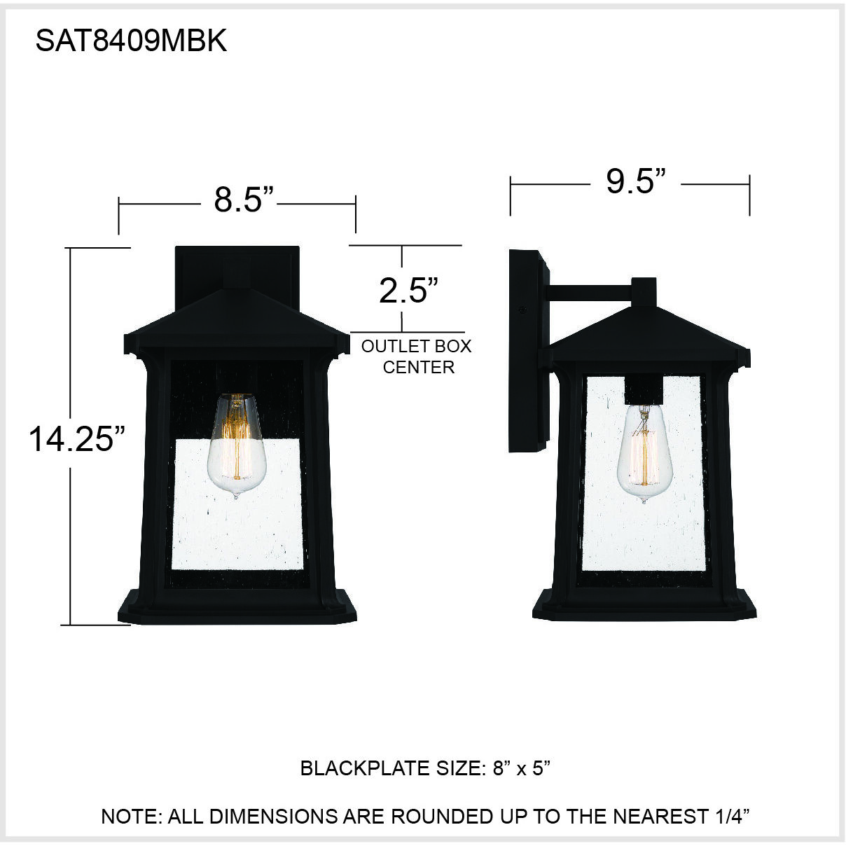 Satterfield 1 Light 14 inch Matte Black Outdoor Wall Lantern