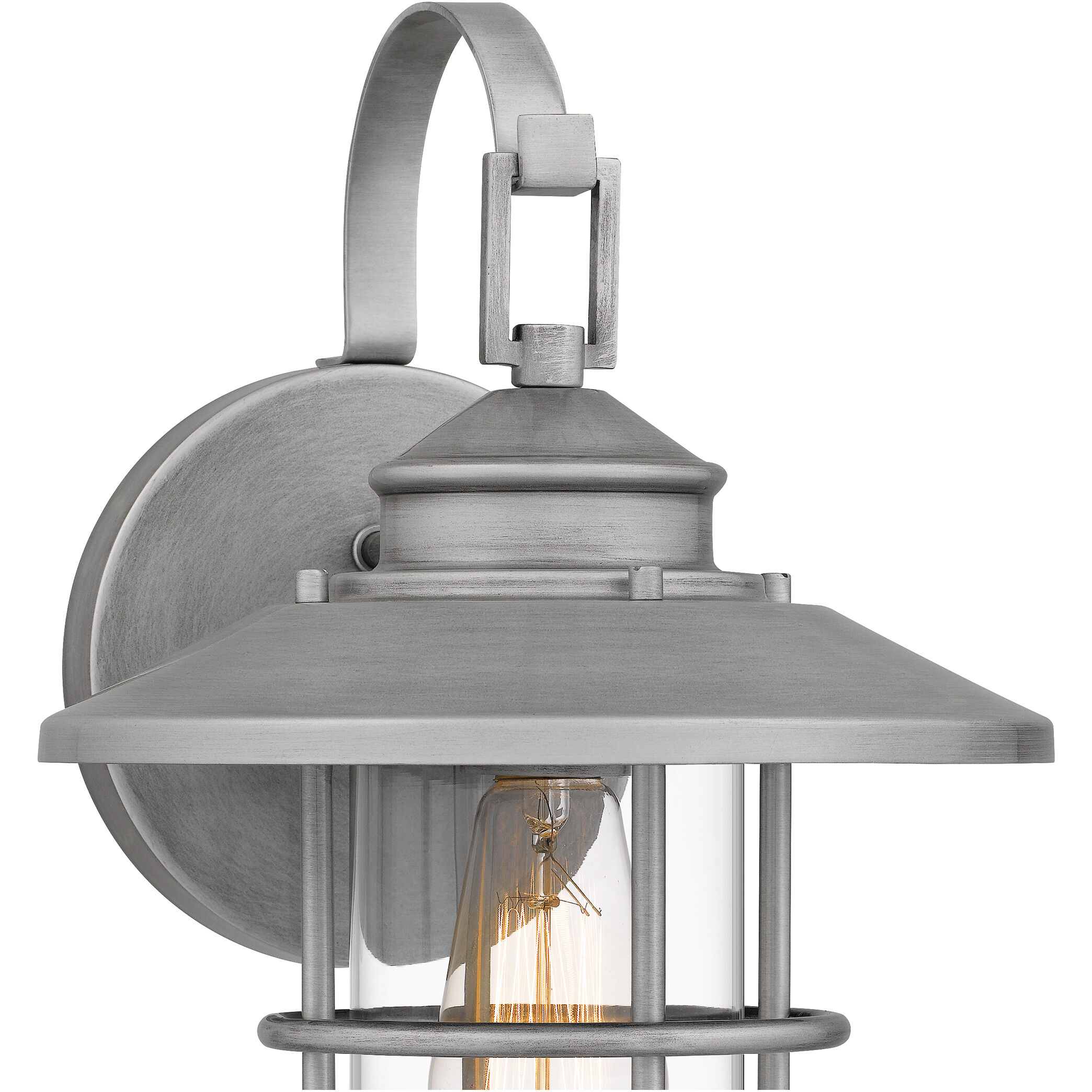 Lombard 1 Light 14 inch Antique Brushed Aluminum Outdoor Wall Lantern