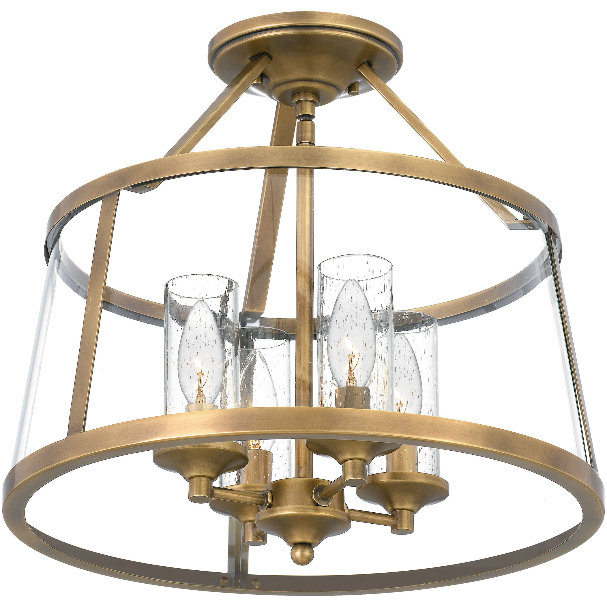 Barlow 4 Light 16 inch Weathered Brass Semi-Flush Mount Ceiling Light