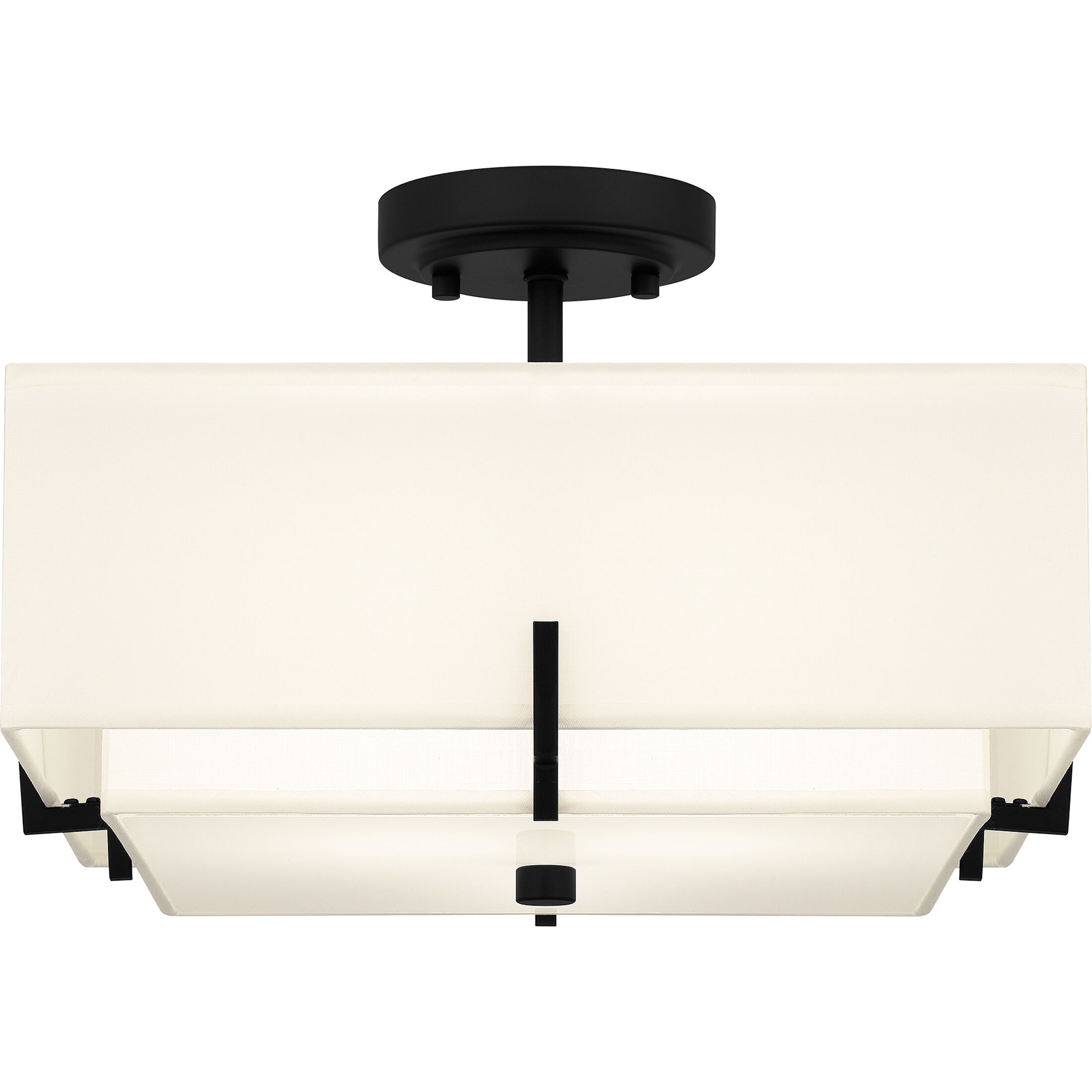 Renzo 2 Light 14.25 inch Matte Black Semi-Flush Mount Ceiling Light