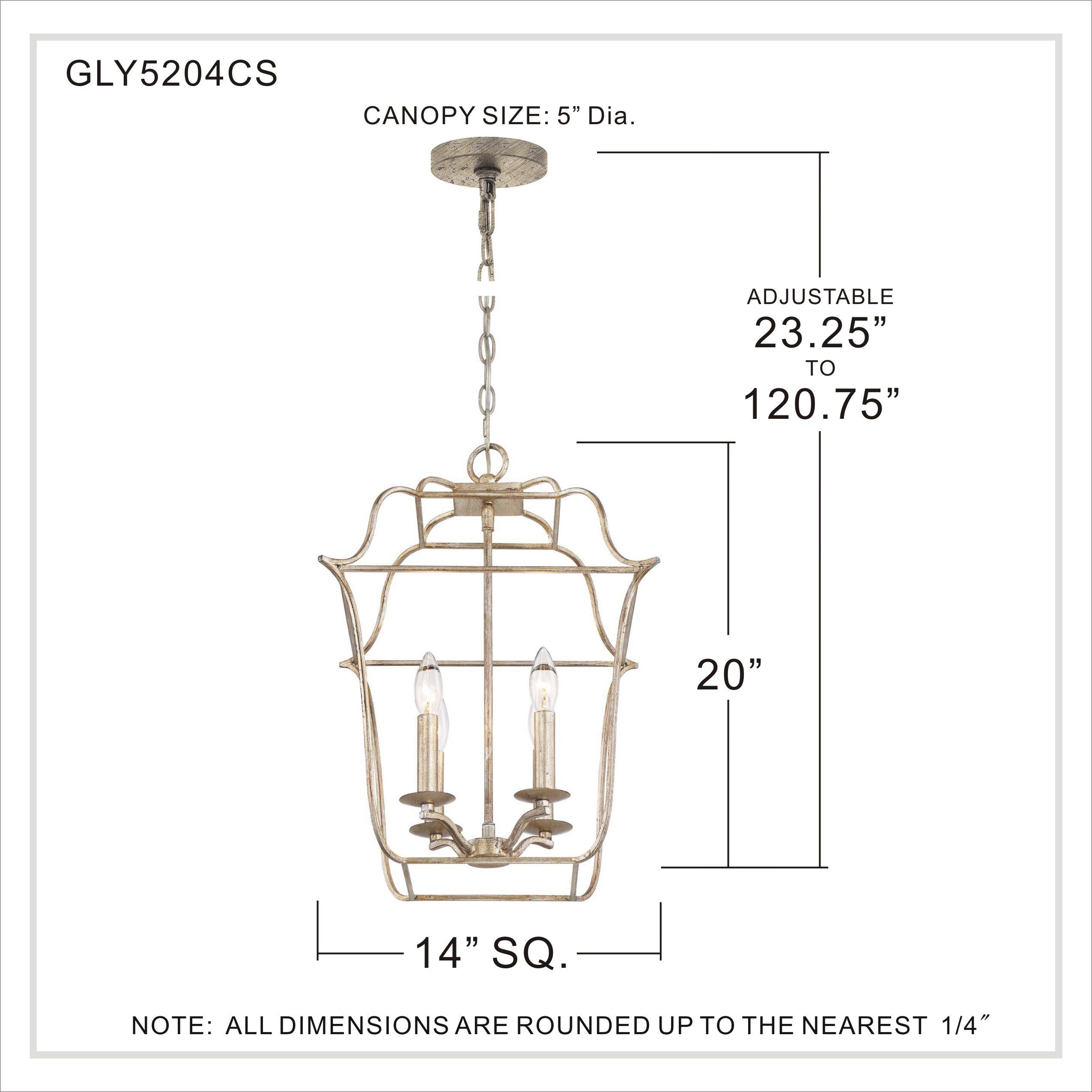 Gallery 4 Light 14 inch Century Silver Leaf Foyer Piece Ceiling Light