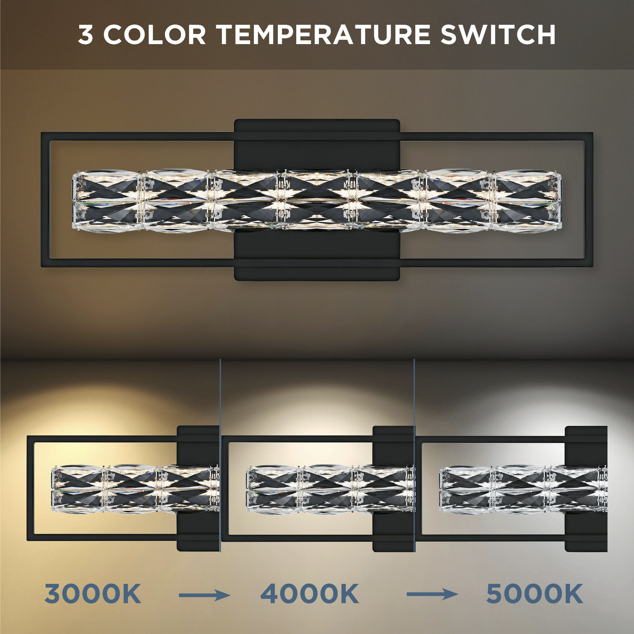 Dazzle LED 24 inch Matte Black Bath Light Wall Light, Medium