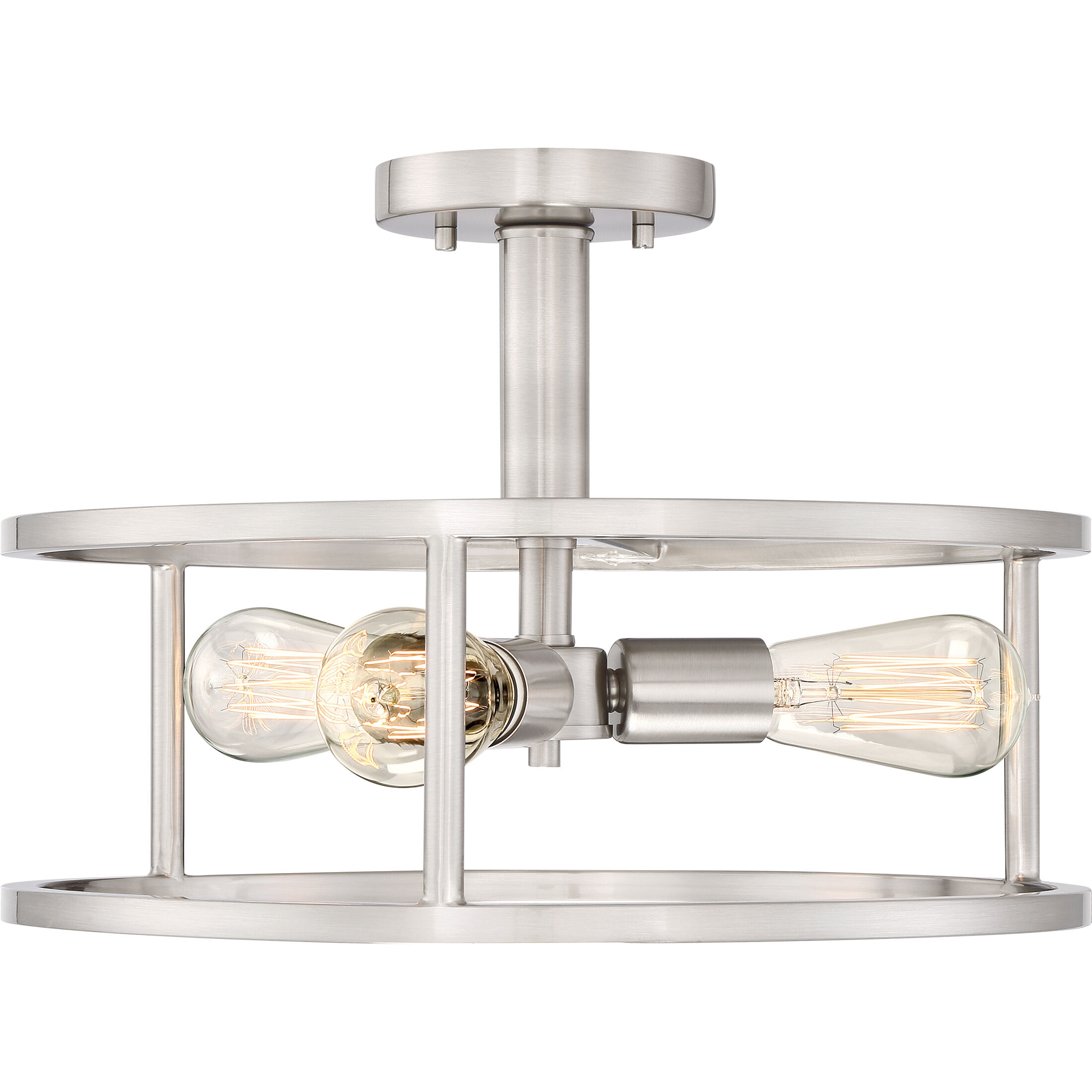 New Harbor 3 Light 15 inch Brushed Nickel Semi-Flush Mount Ceiling Light