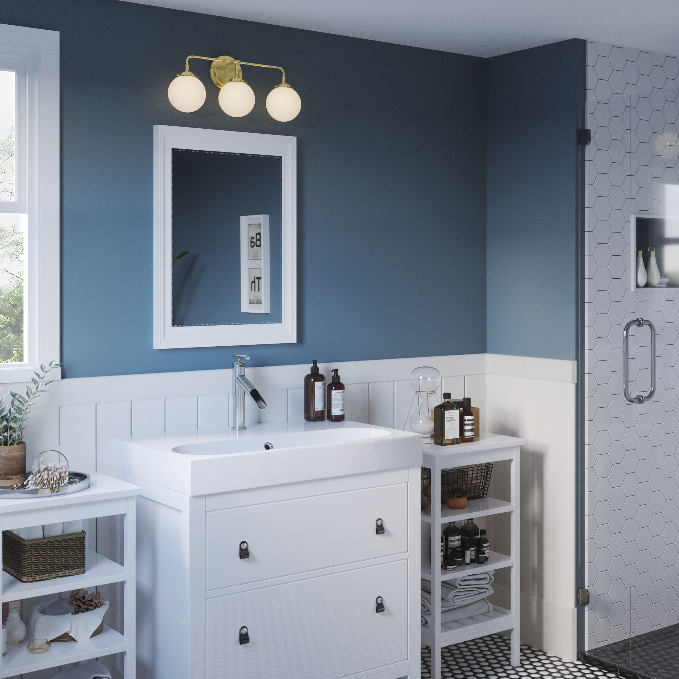 Landry 3 Light 24 inch Satin Brass Bath Light Wall Light 