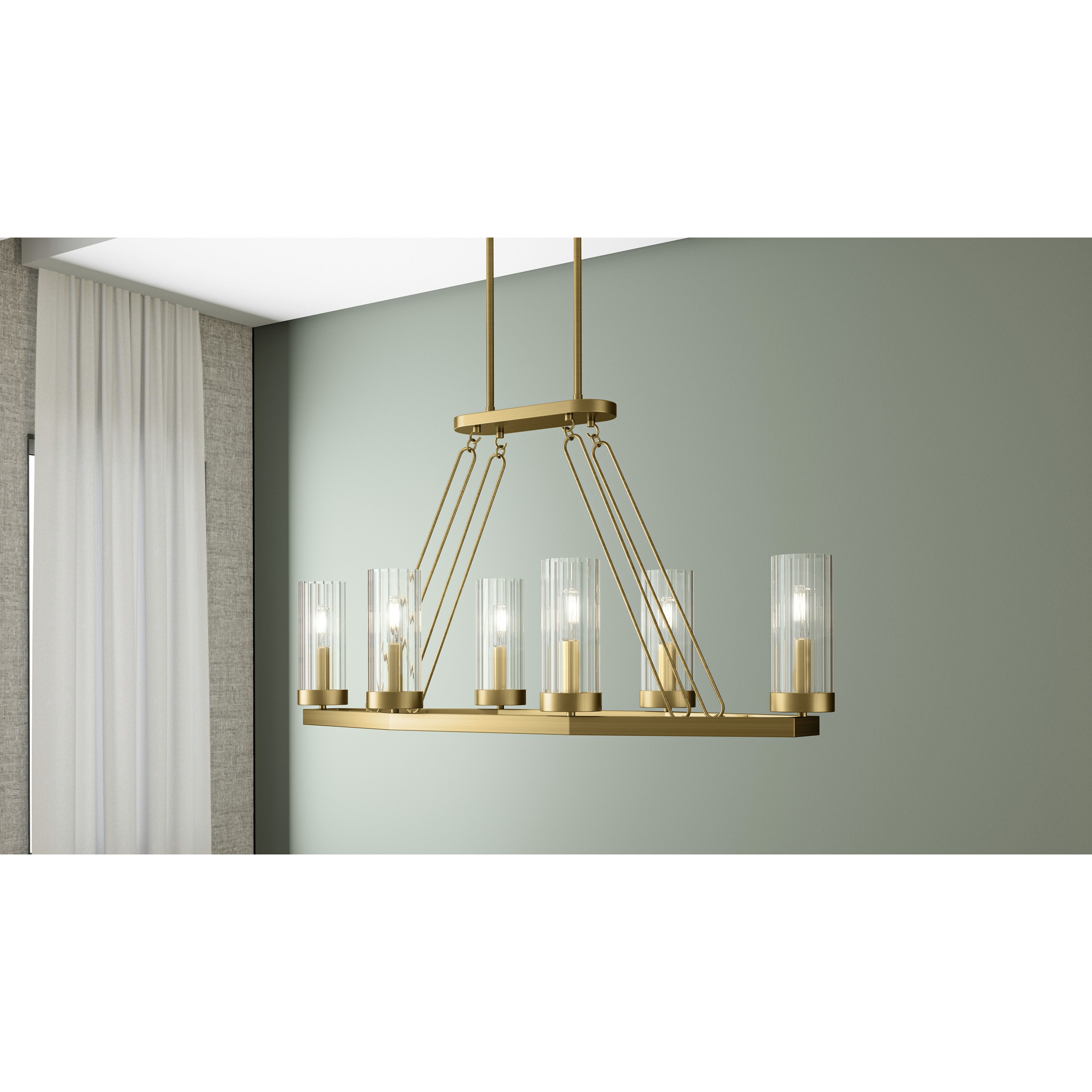 Valens 6 Light 40 inch Aged Brass Island Light Ceiling Light