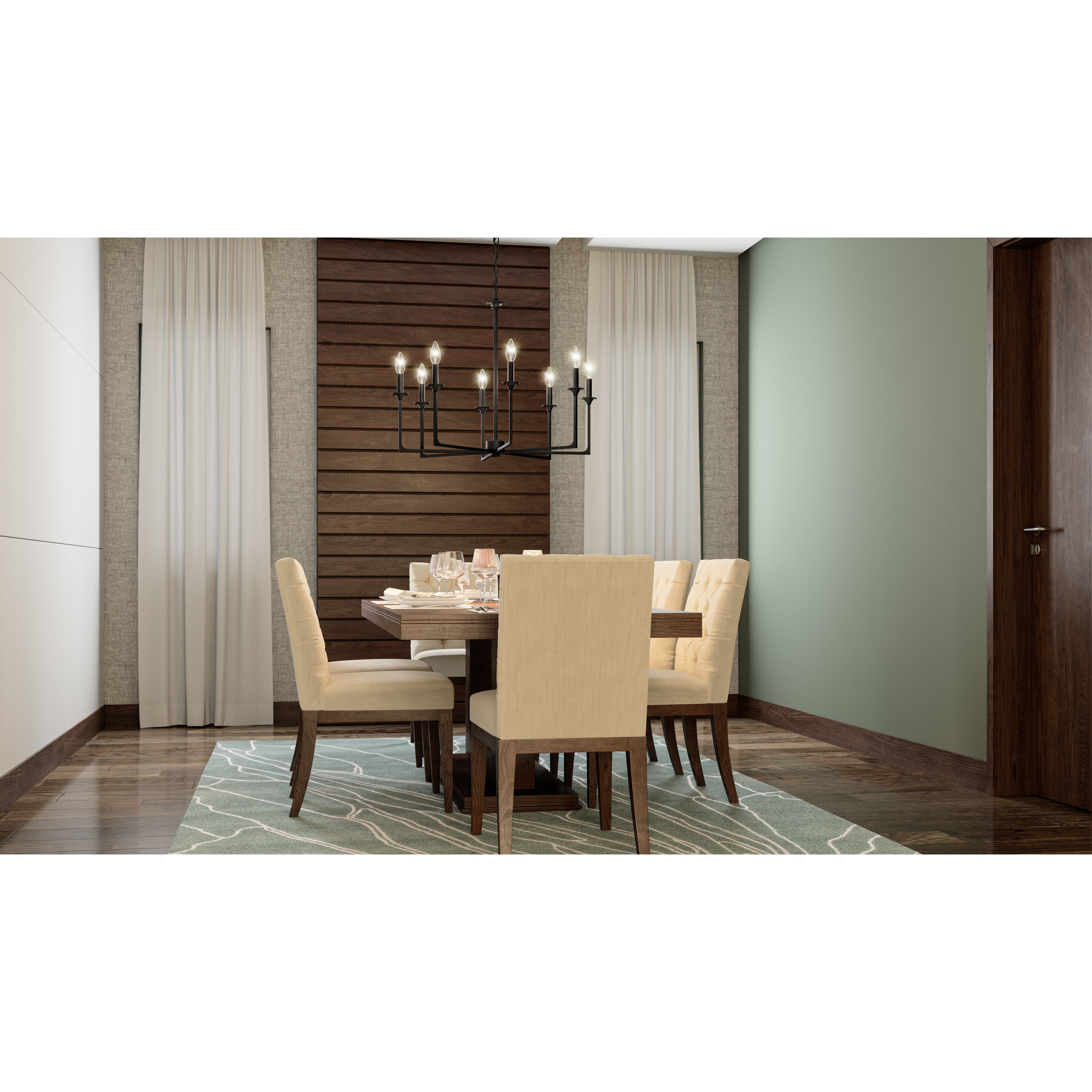 Prescott 8 Light 32 inch Matte Black Chandelier Ceiling Light