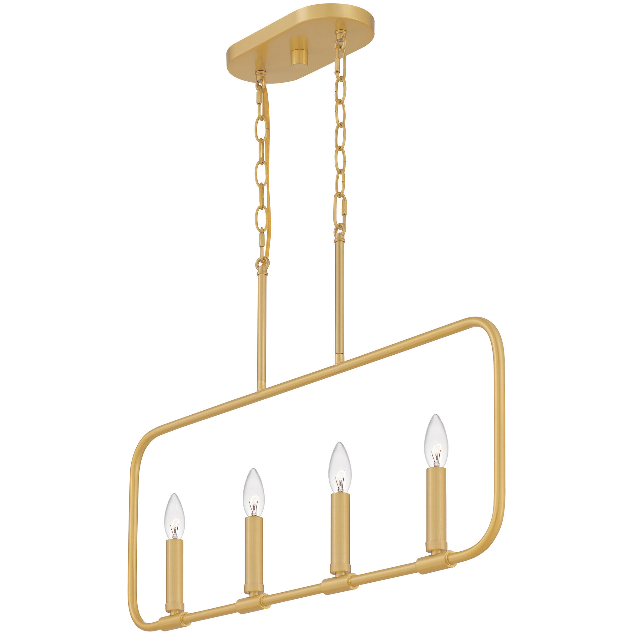 Abner 4 Light 32 inch Aged Brass Linear Chandelier Ceiling Light