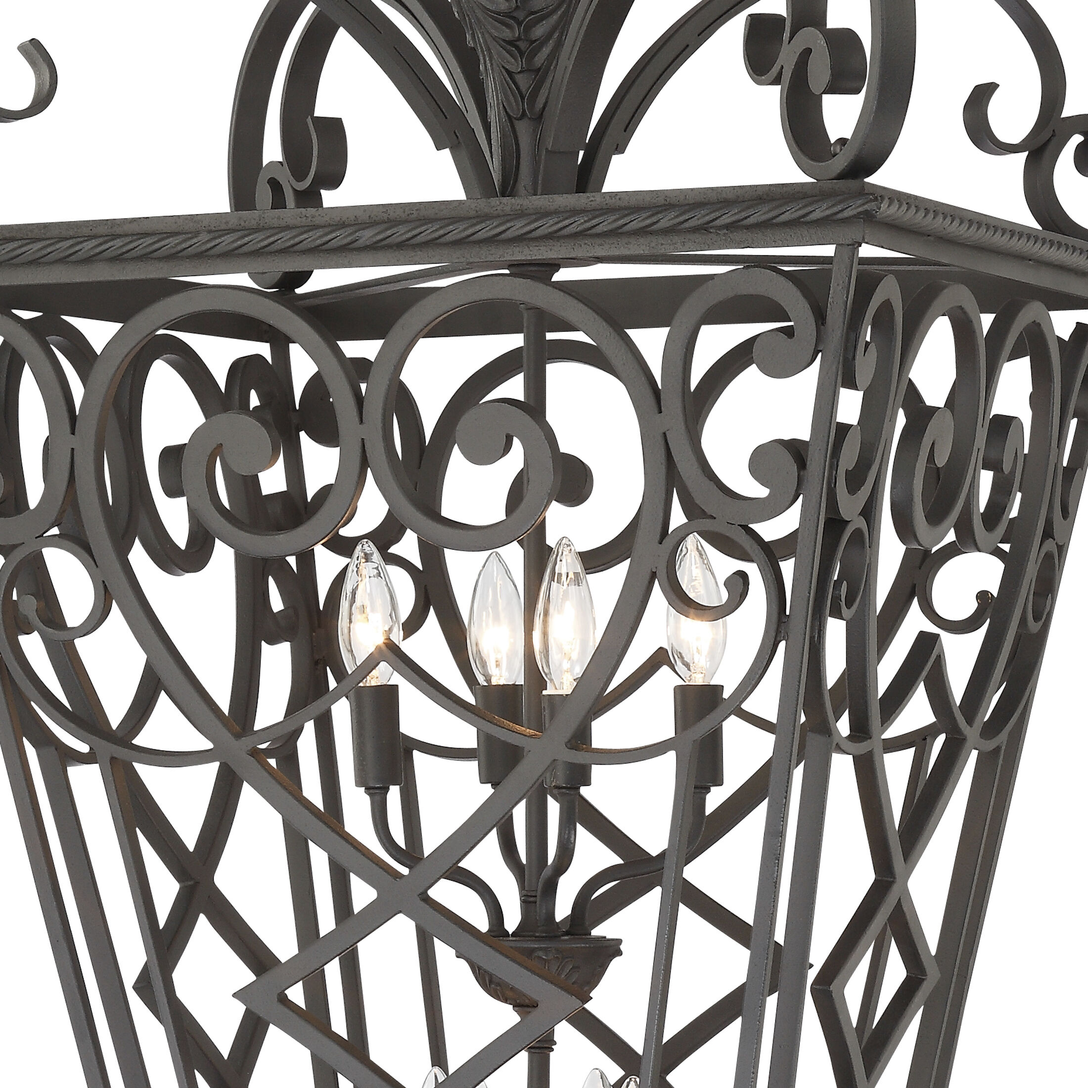 Fort Quinn 8 Light 31 inch Marcado Black Outdoor Hanging Lantern