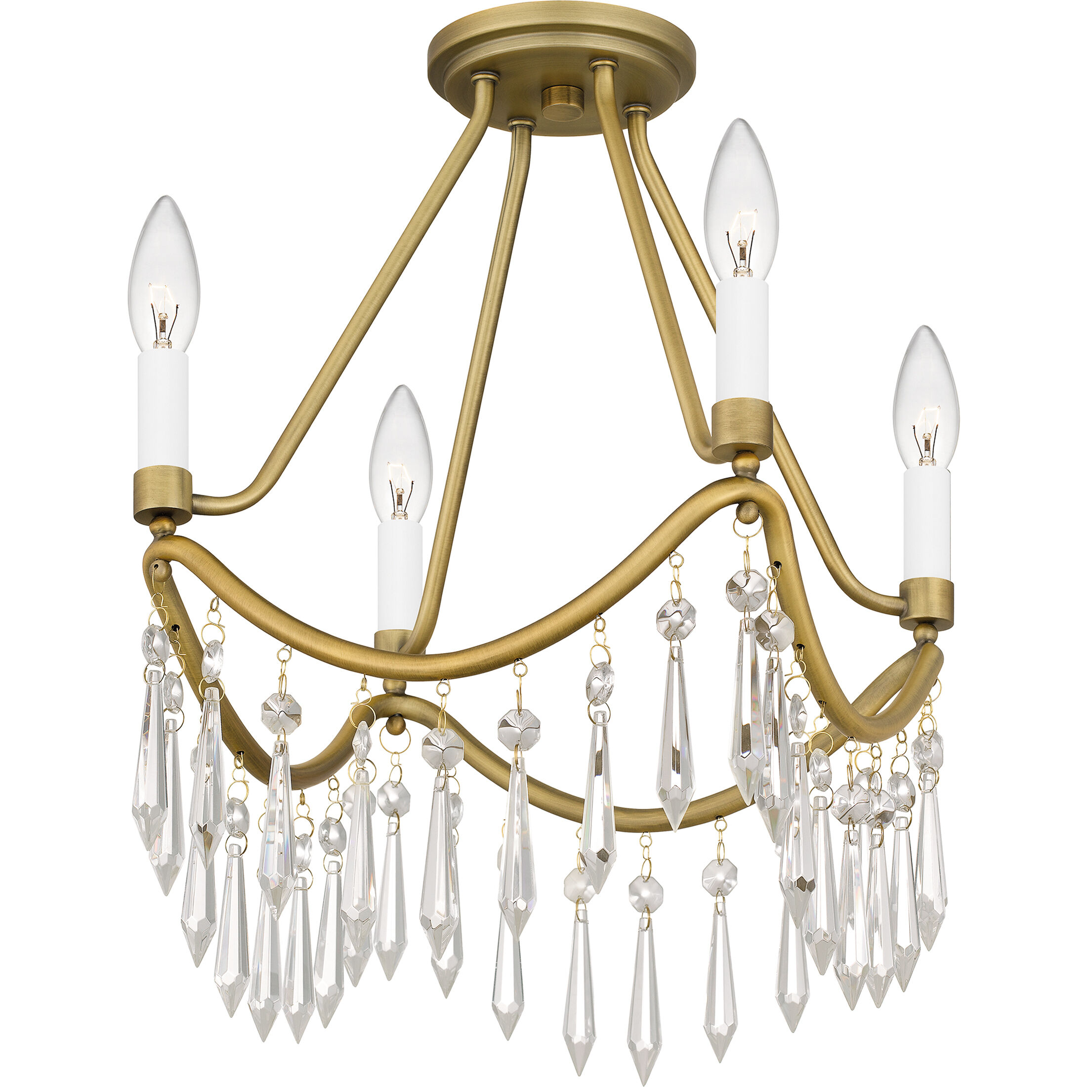 Airedale 4 Light 12 inch Aged Brass Semi-Flush Mount Ceiling Light