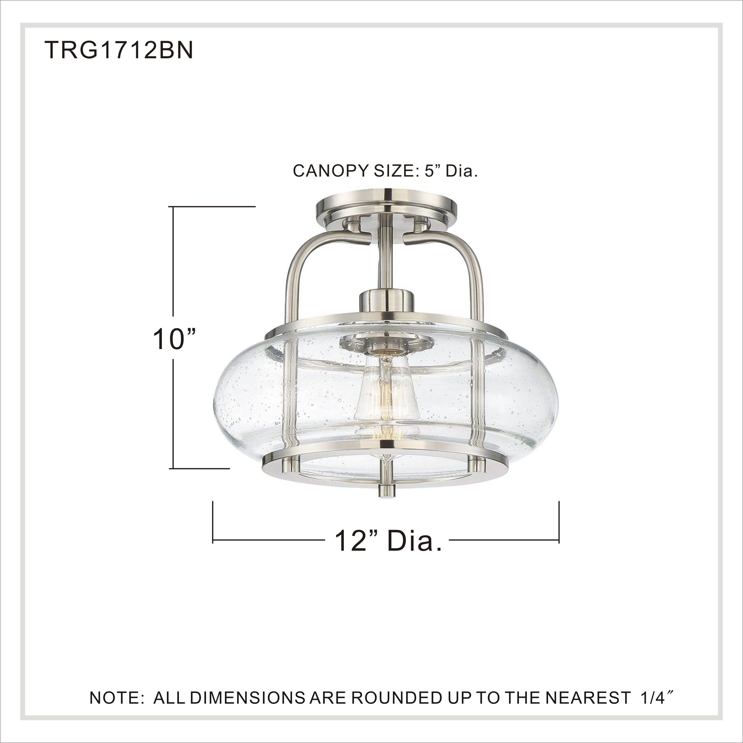Trilogy 1 Light 12 inch Brushed Nickel Semi-Flush Mount Ceiling Light