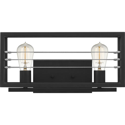 Awendaw 2 Light 16 inch Matte Black Bath Light Wall Light, Medium