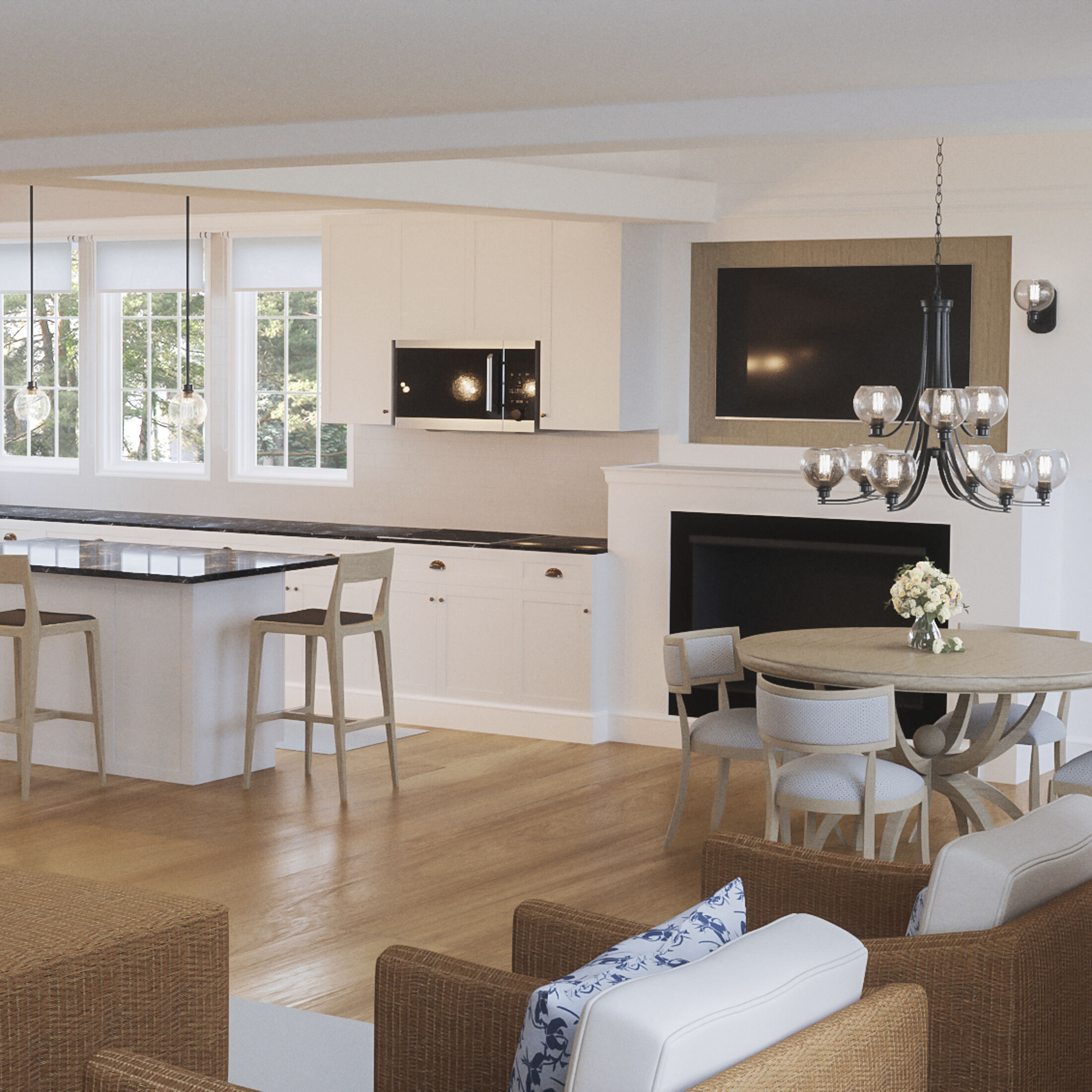 Pruitt 9 Light 34 inch Matte Black Chandelier Ceiling Light in Clear Seedy Glass