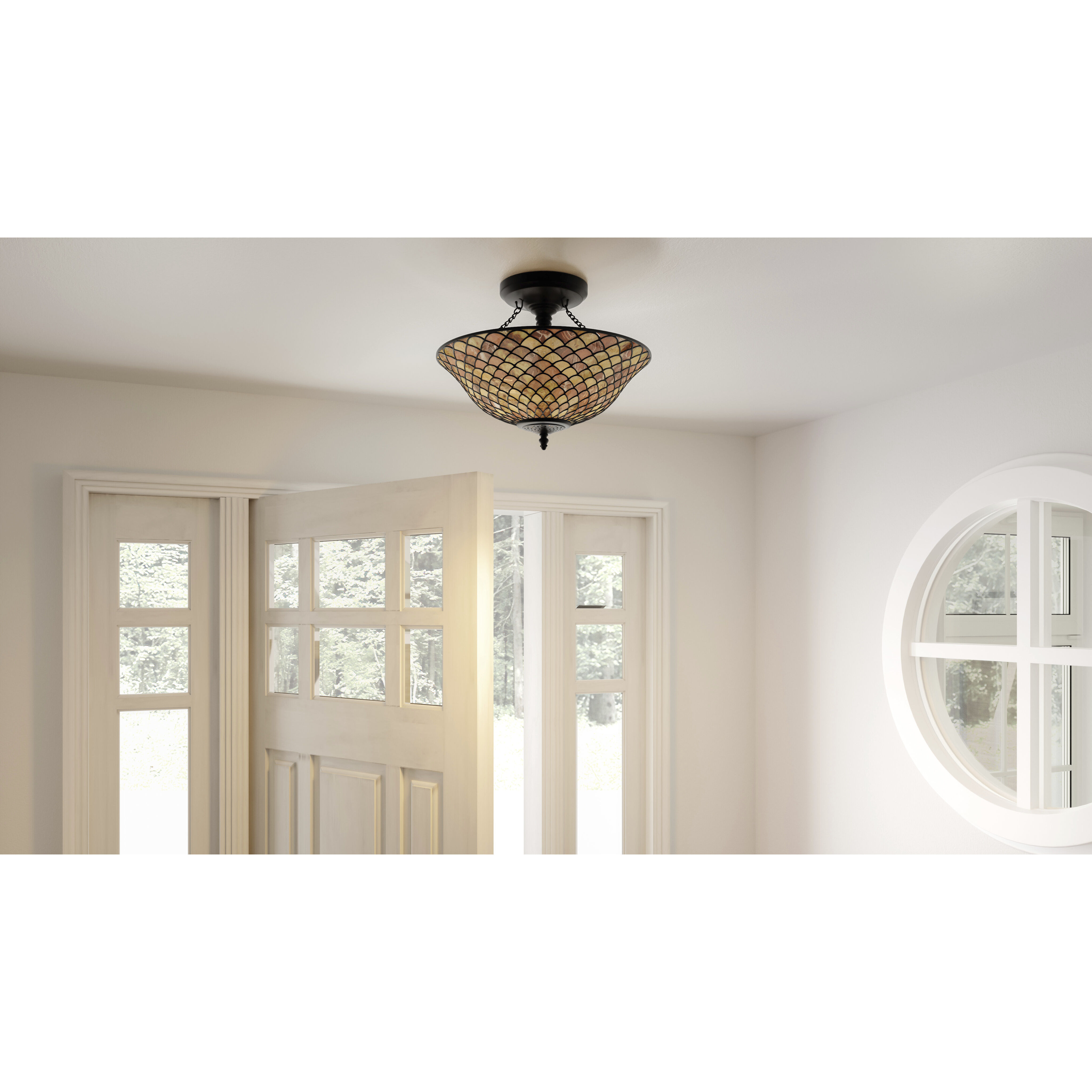 Ursa 2 Light 16 inch Matte Black Semi-Flush Mount Ceiling Light
