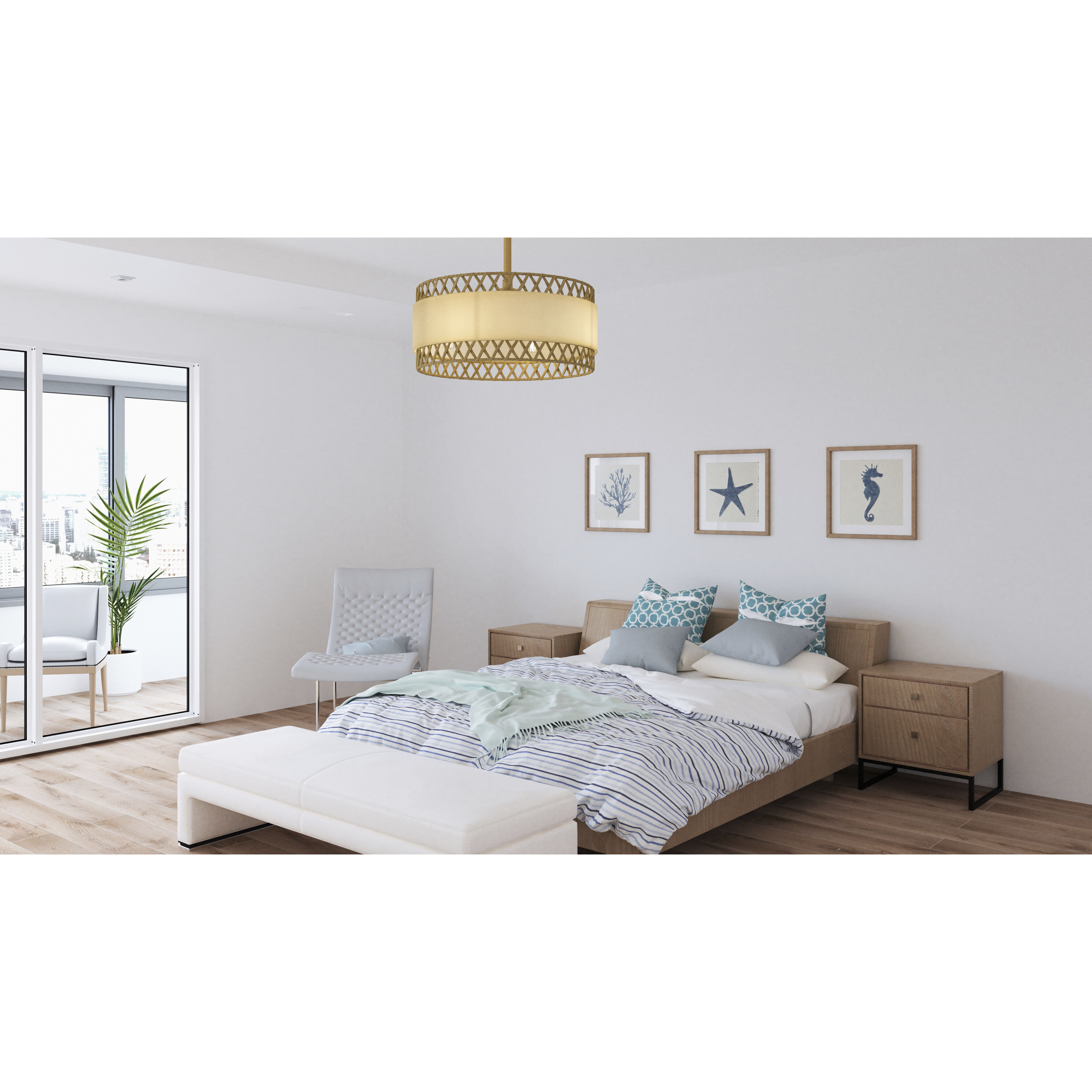 Kate 24 inch Brushed Gold Fandelier