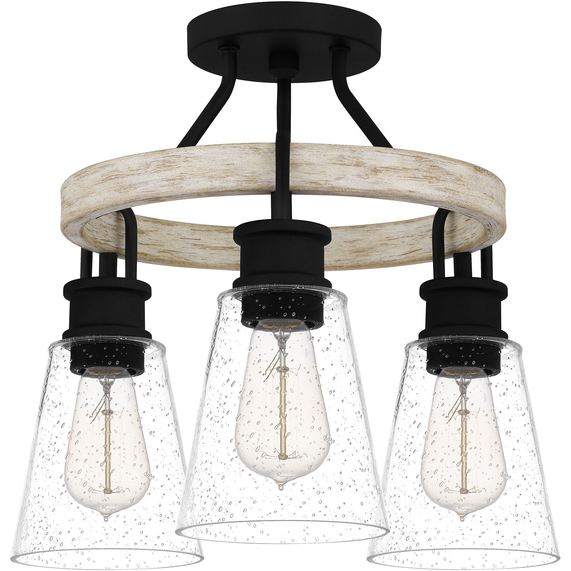 Kingsbridge 3 Light 16 inch Earth Black Semi-Flush Mount Ceiling Light