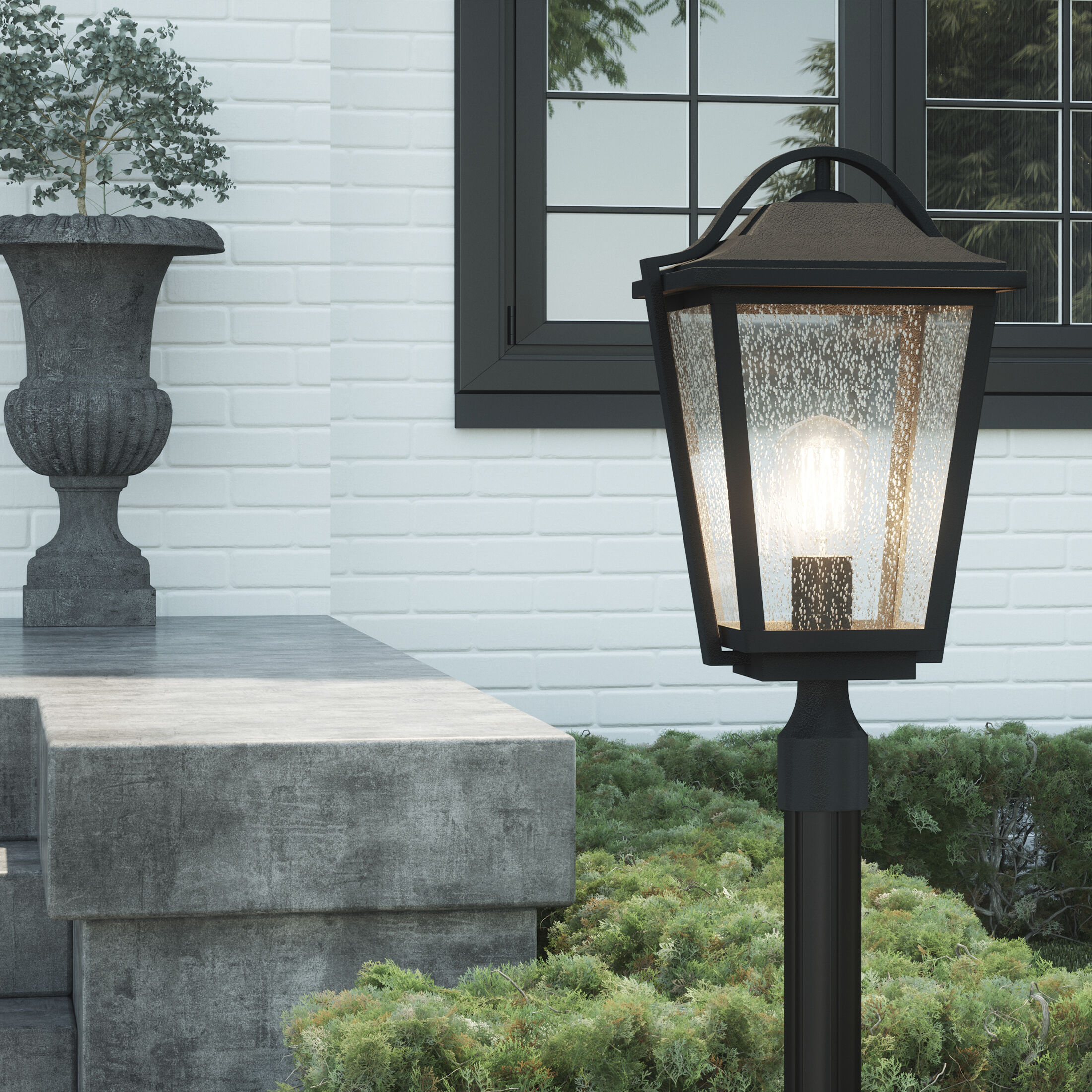 Darius 1 Light 20 inch Earth Black Outdoor Post Light