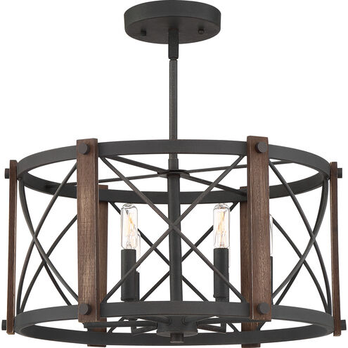 Baron 6 Light 20 inch Marcado Black Semi-Flush Mount Ceiling Light