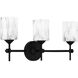 Aria 3 Light 22.5 inch Matte Black Bath Light Wall Light, Large