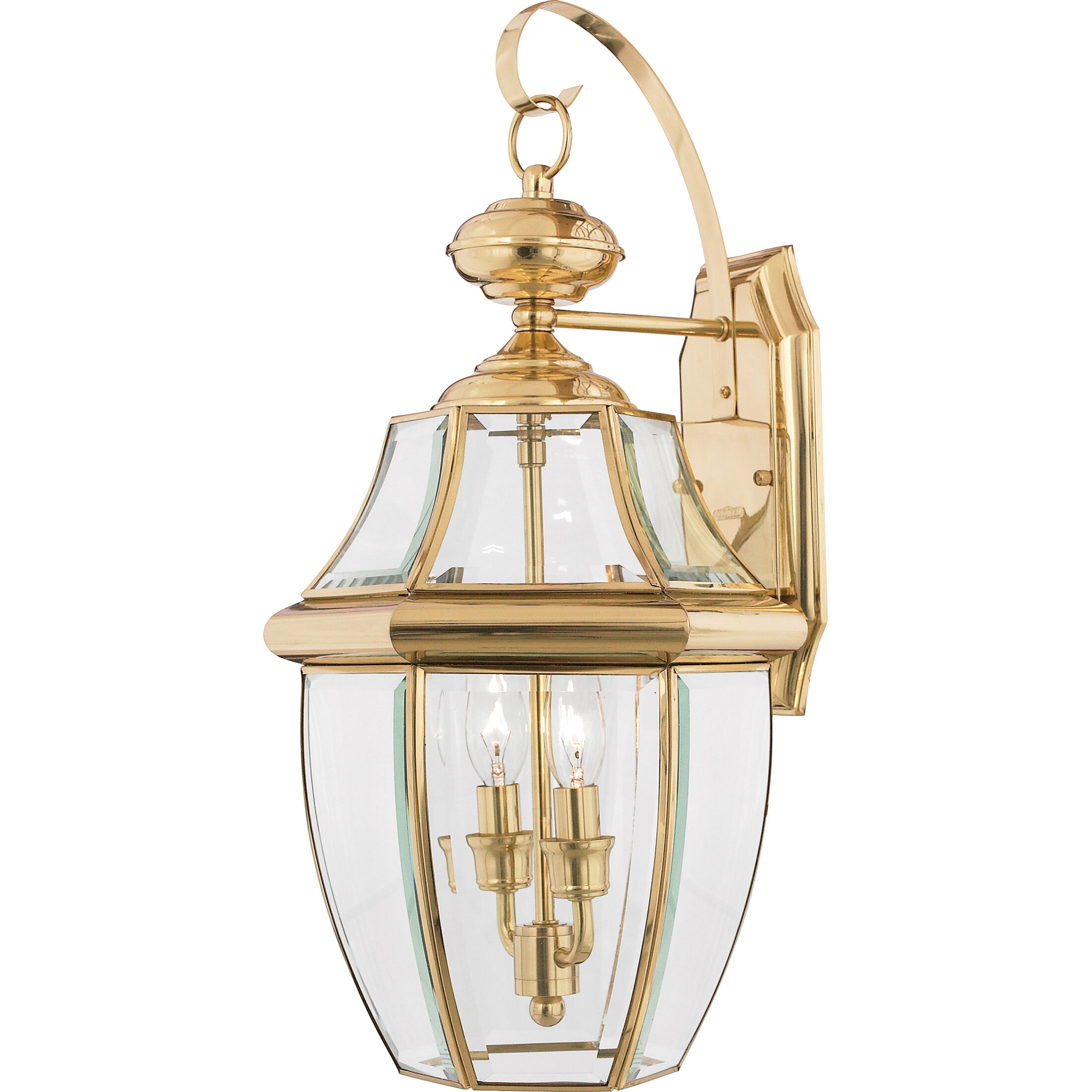 Quoizel Lighting Newbury 2 Light Outdoor Wall Lantern in Polished Brass NY8317B