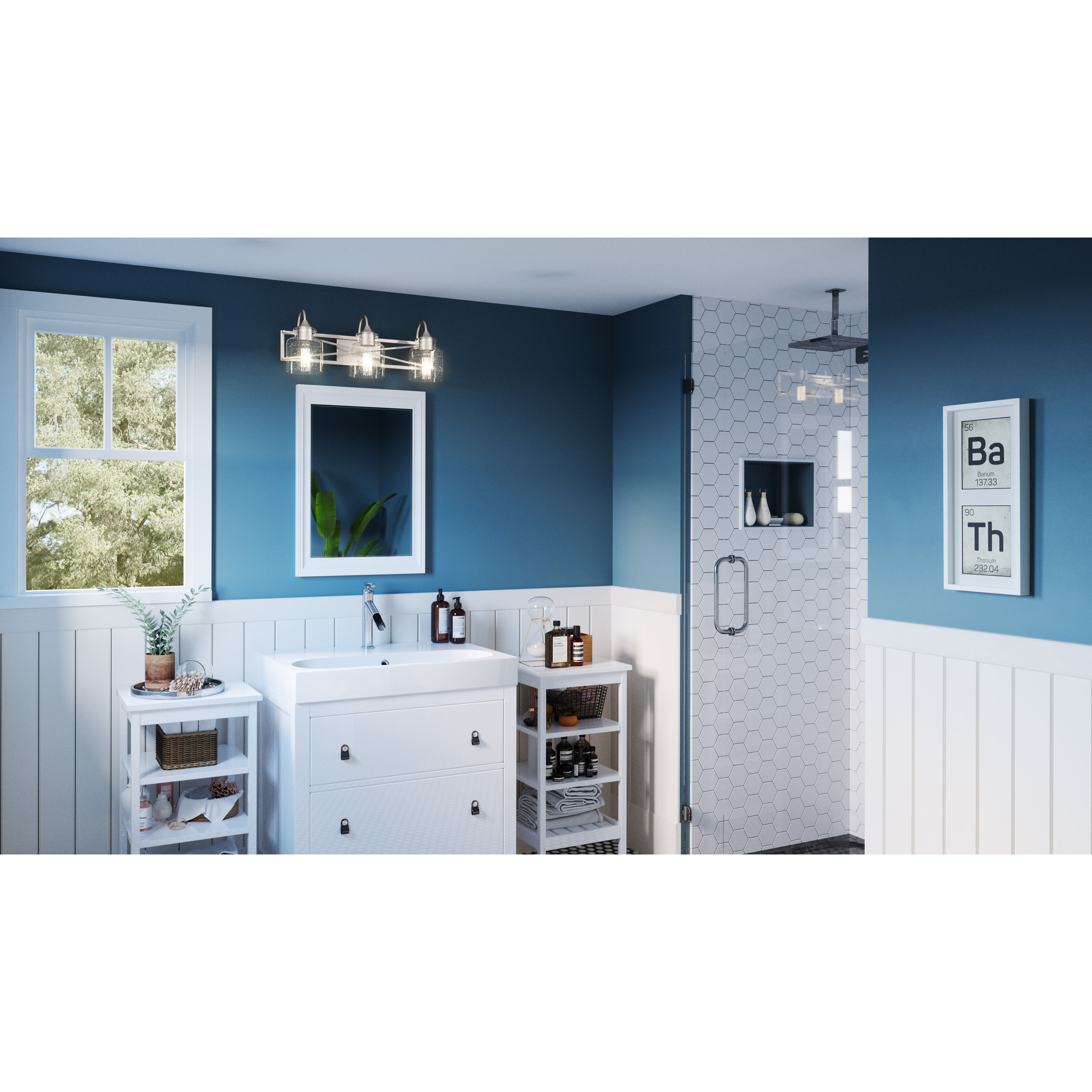 Bartley 3 Light 24 inch Brushed Nickel Bath Light Wall Light