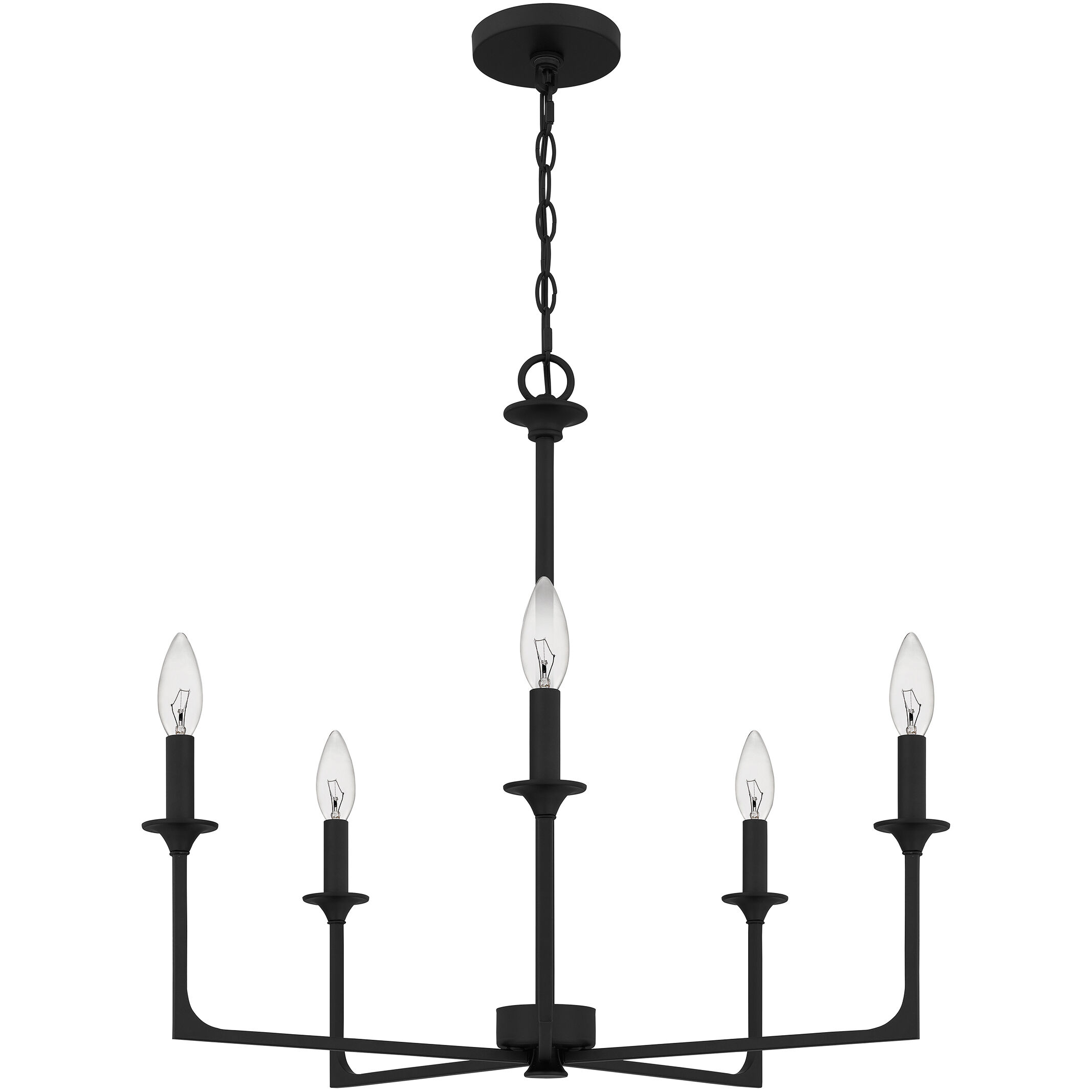 Prescott 5 Light 26 inch Matte Black Chandelier Ceiling Light