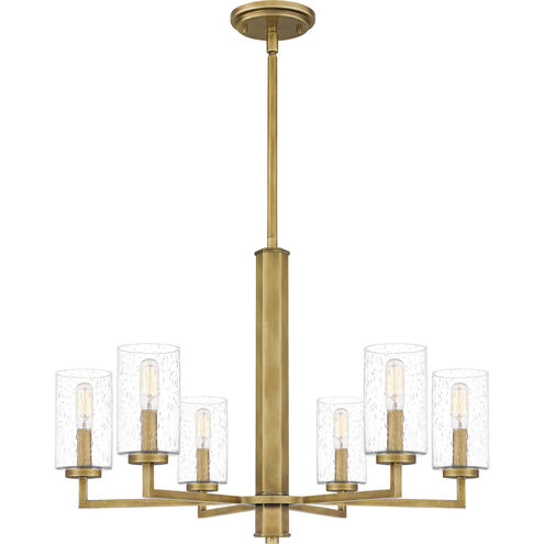 Sunburst 6 Light 26 inch Weathered Brass Chandelier Ceiling Light
