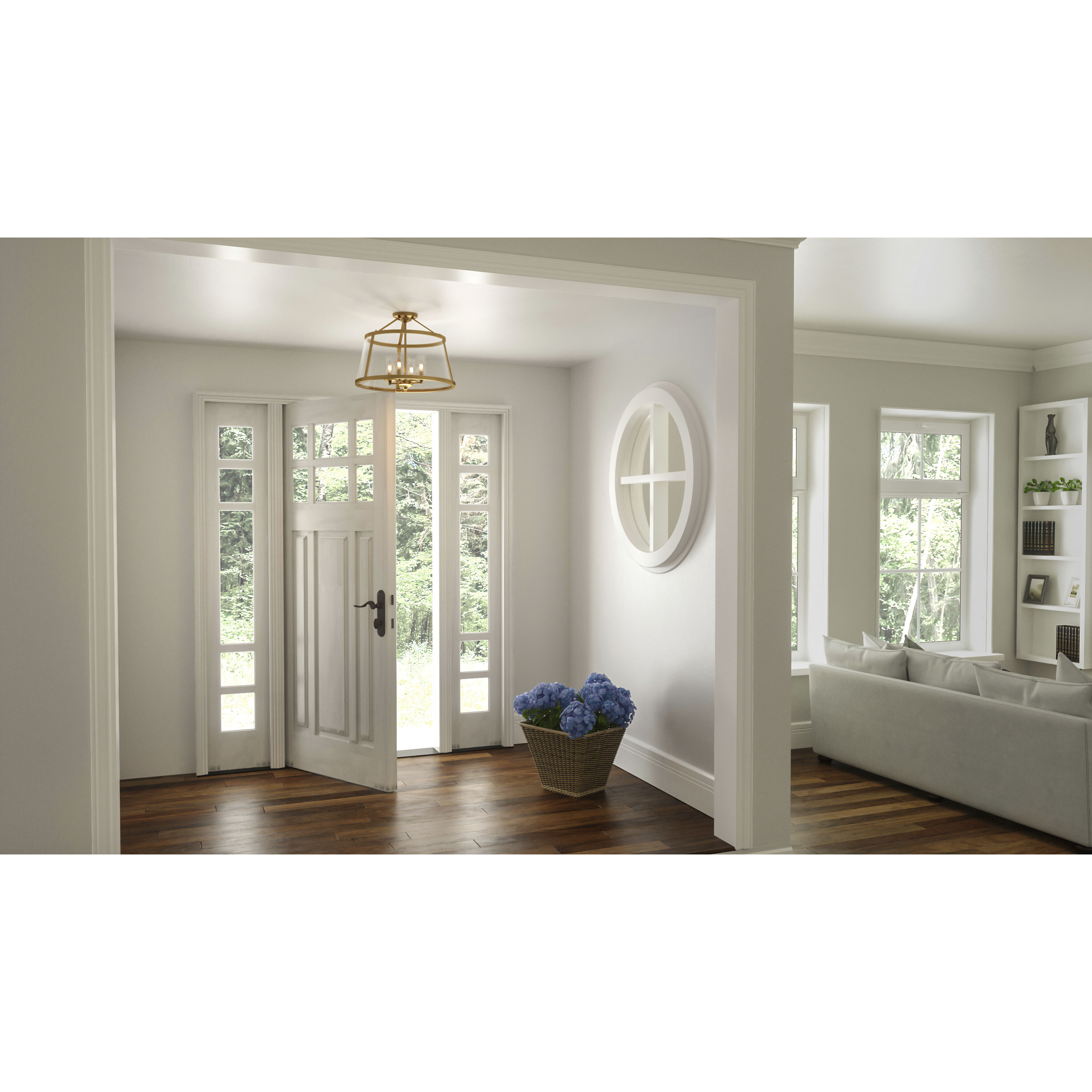 Barlow 4 Light 16 inch Weathered Brass Semi-Flush Mount Ceiling Light