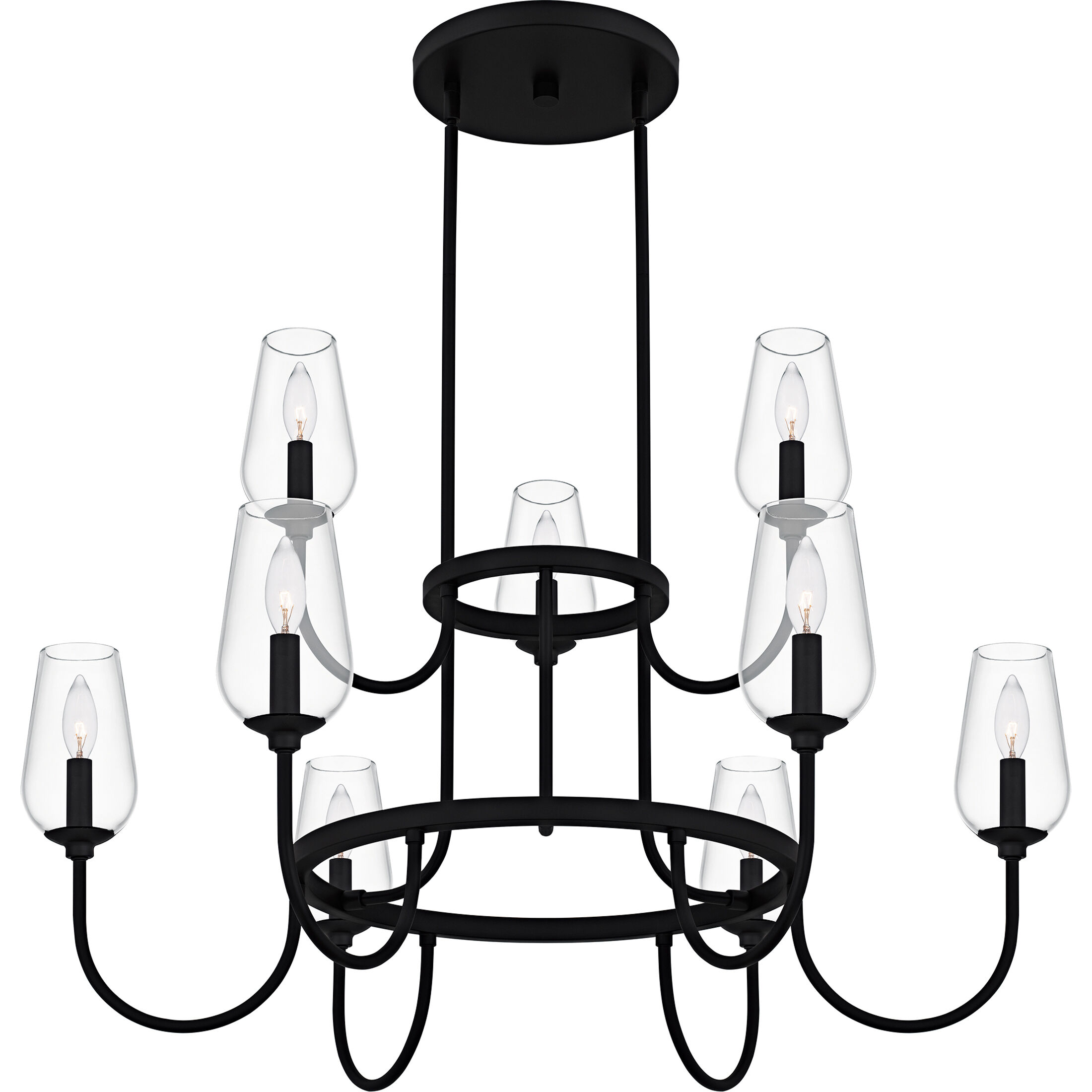 Viscount 9 Light 36 inch Matte Black Chandelier Ceiling Light