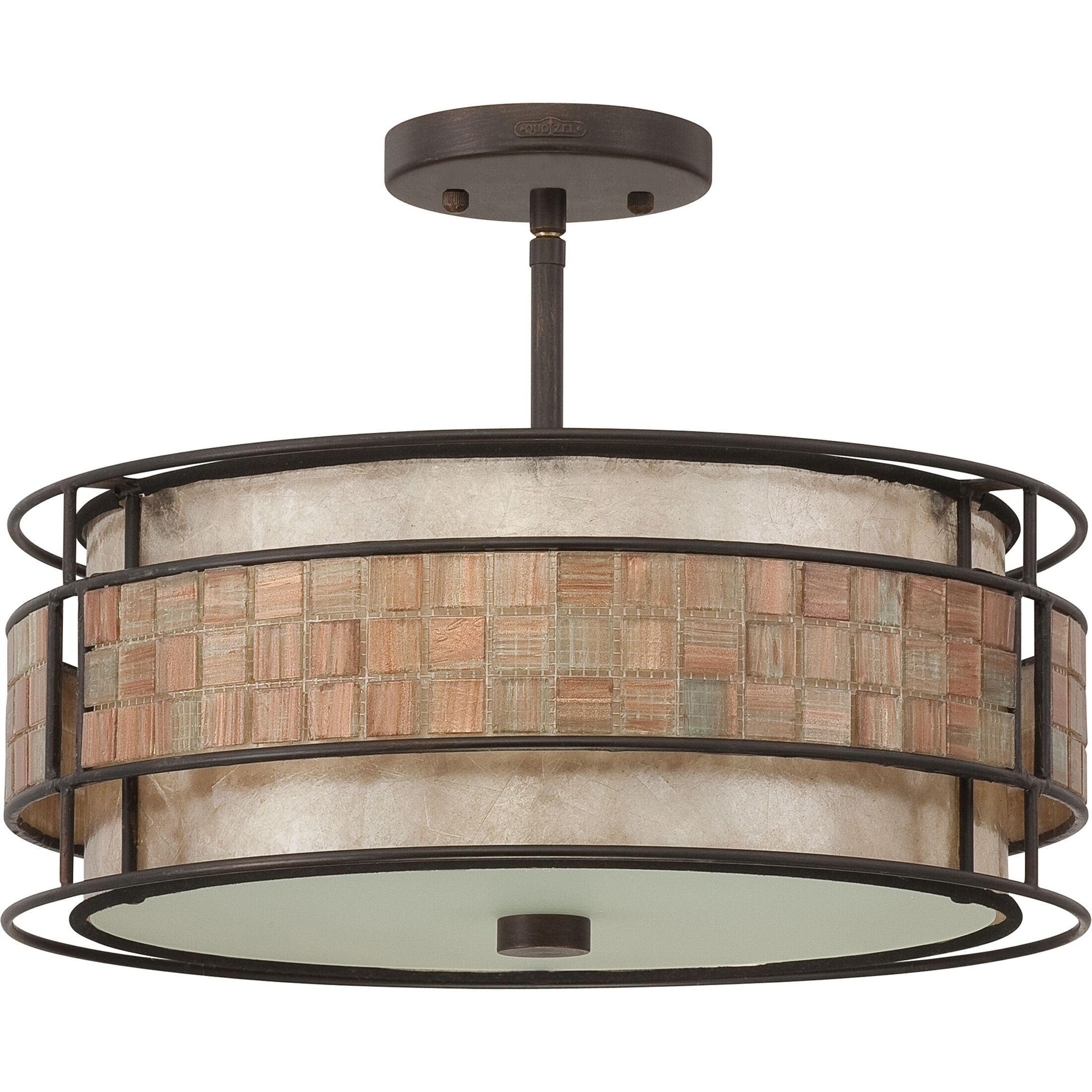 Laguna 3 Light 16 inch Renaissance Copper Semi-Flush Mount Ceiling Light, Naturals
