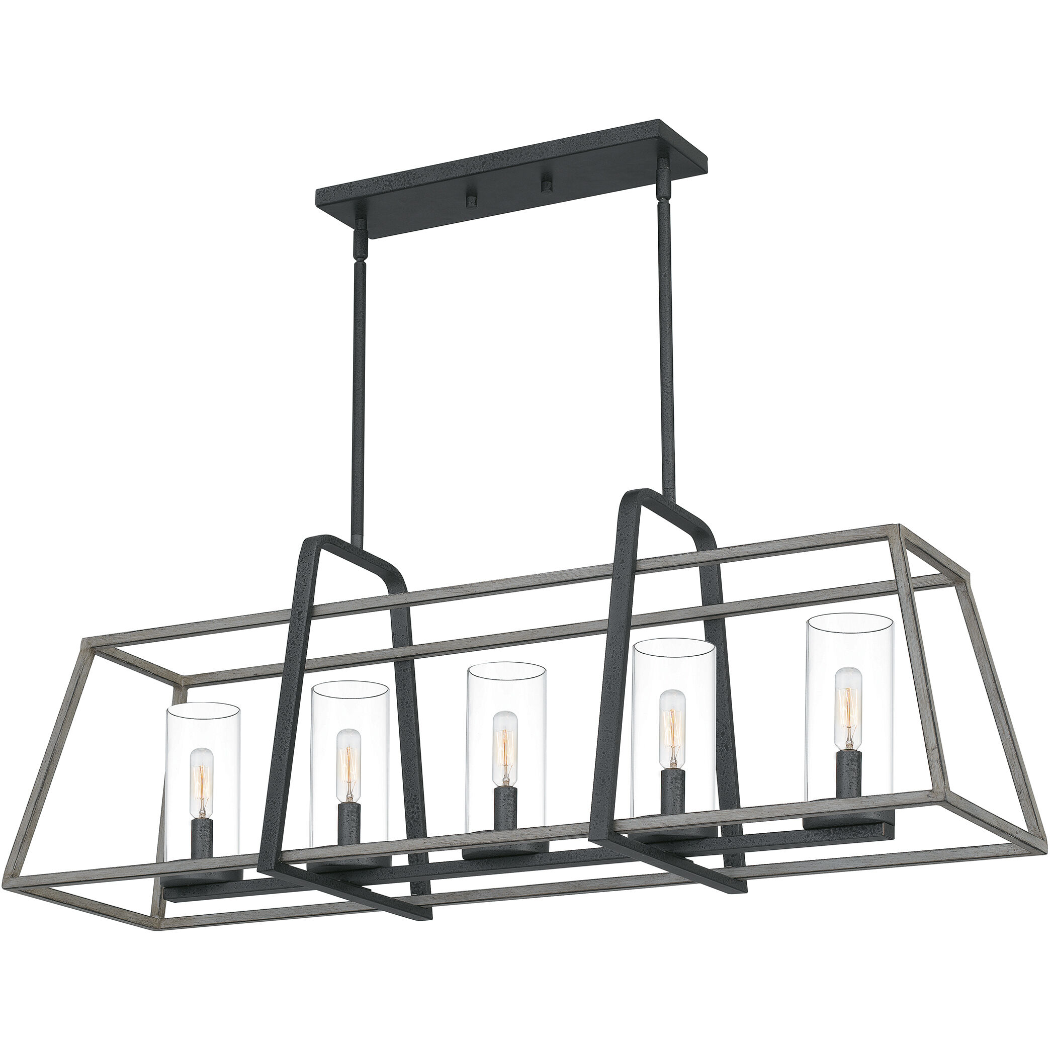 Lincoln 5 Light 40 inch Distressed Iron Linear Chandelier Ceiling Light