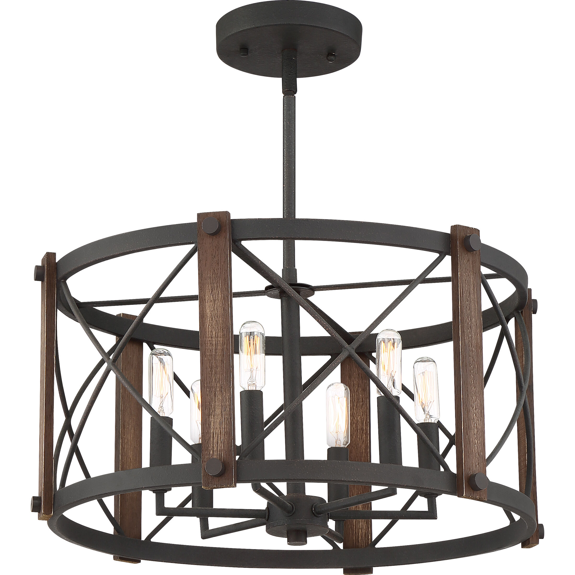 Baron 6 Light 20 inch Marcado Black Semi-Flush Mount Ceiling Light