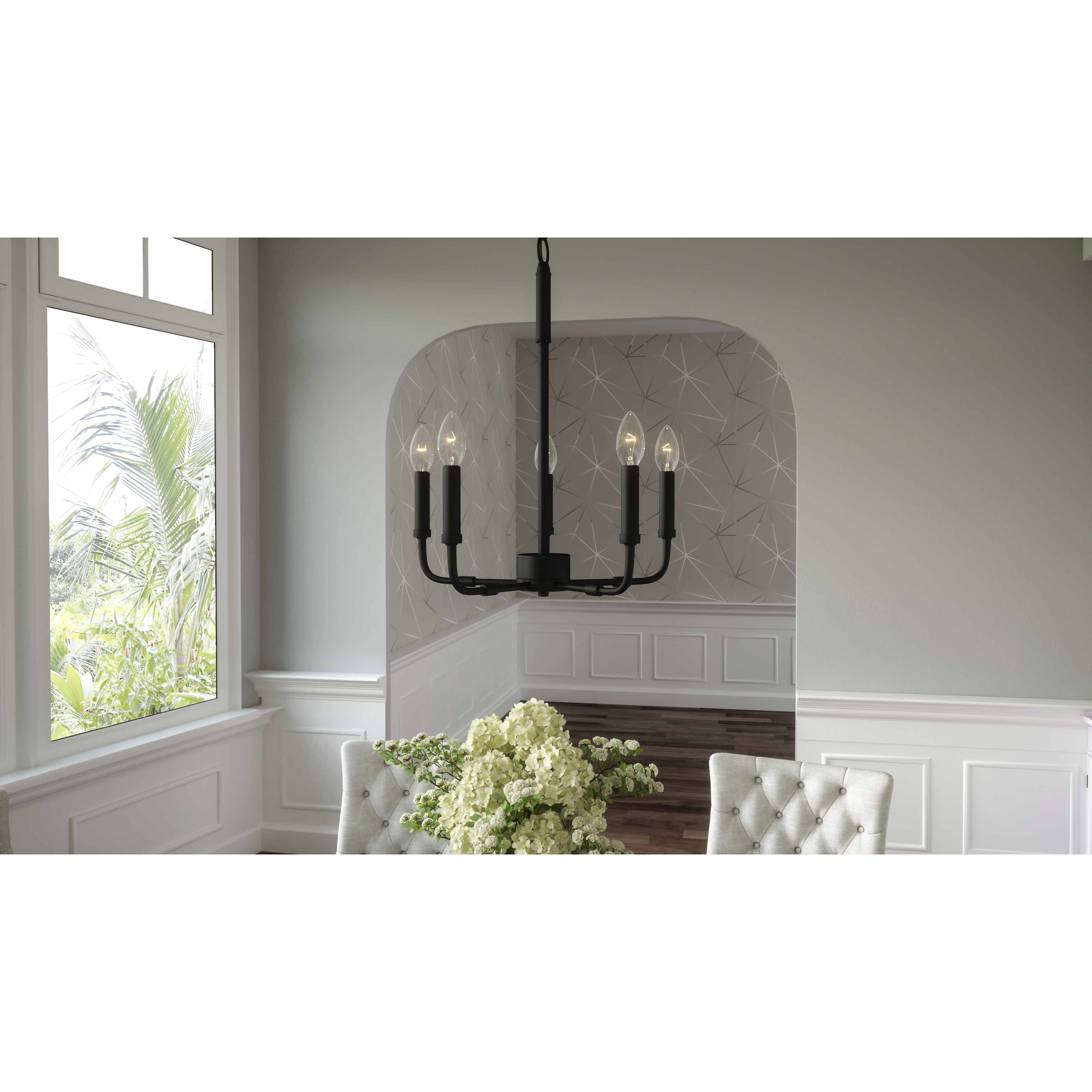 Abner 5 Light 18 inch Matte Black Chandelier Ceiling Light