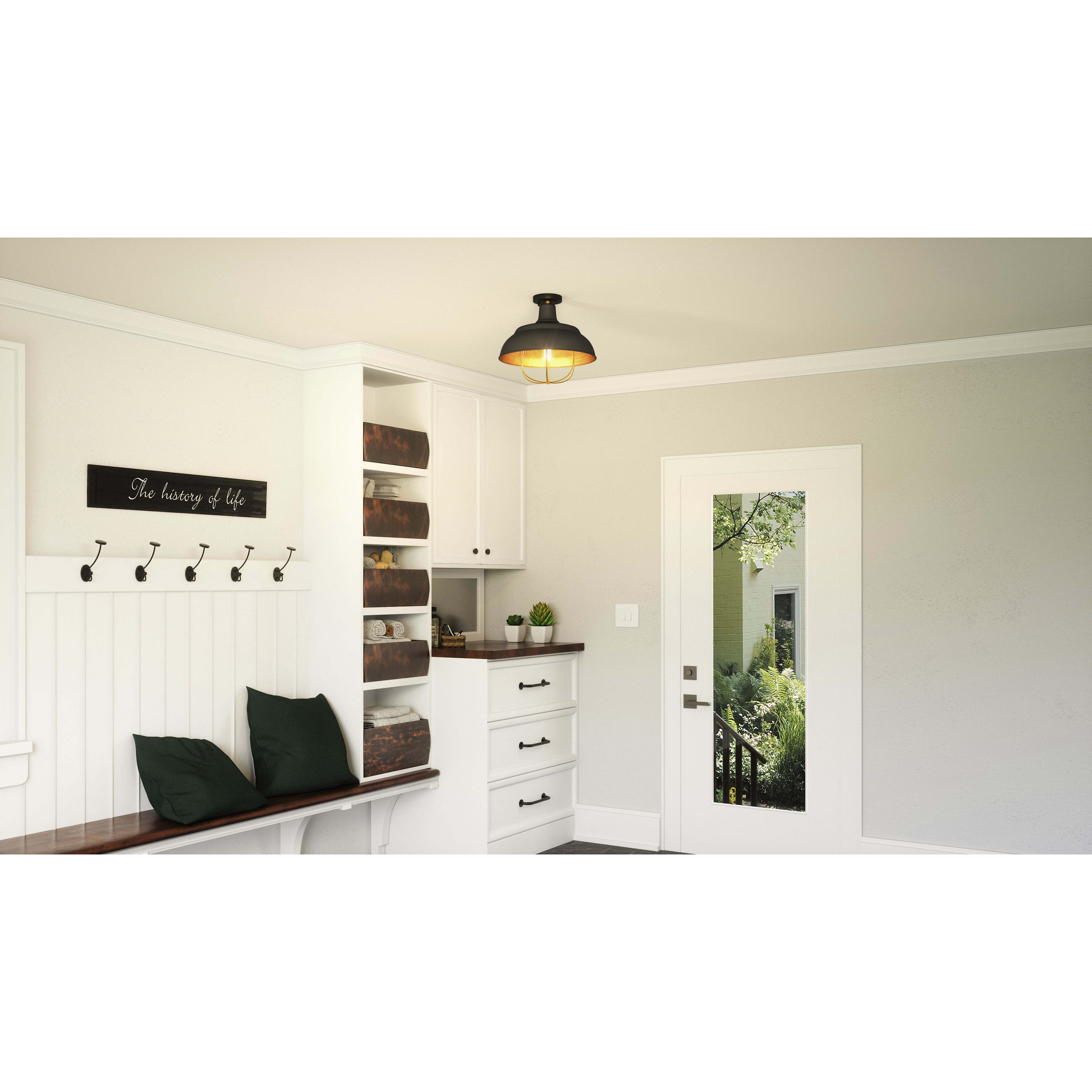 Darmody 1 Light 17 inch Matte Black Semi-Flush Mount Ceiling Light