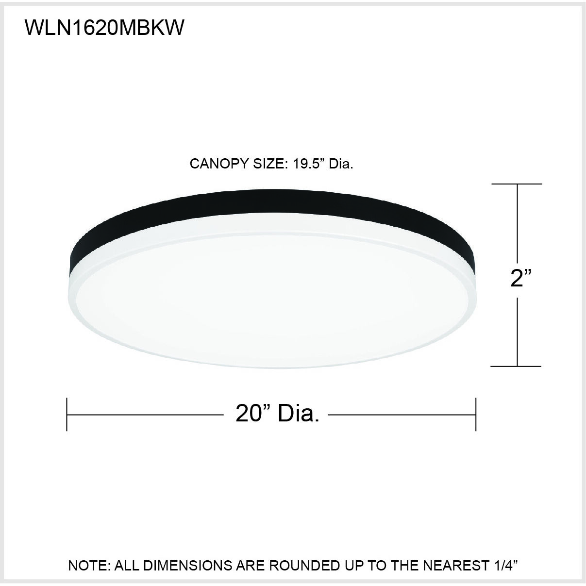 Weldin LED 20 inch Matte Black White Flush Mount Ceiling Light