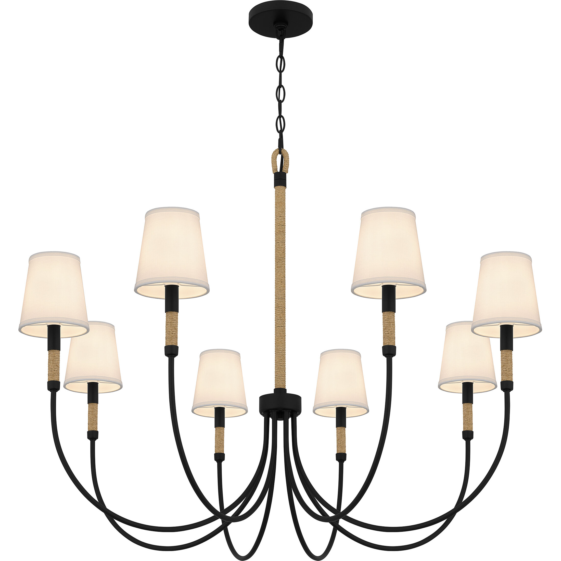 Bayside 8 Light 39 inch Matte Black Chandelier Ceiling Light