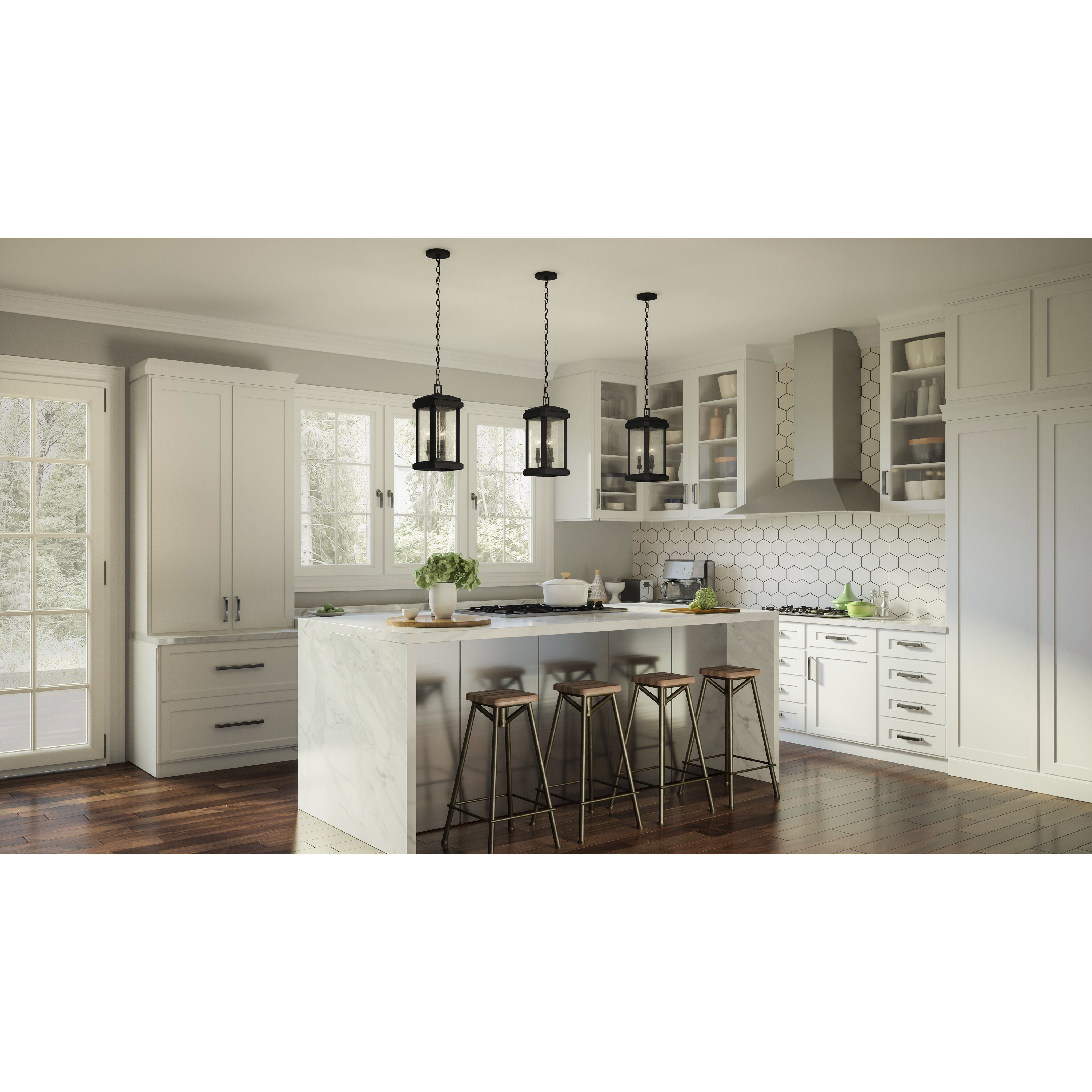 Trumbull 3 Light 8.5 inch Mystic Black Mini Pendant Ceiling Light, Small