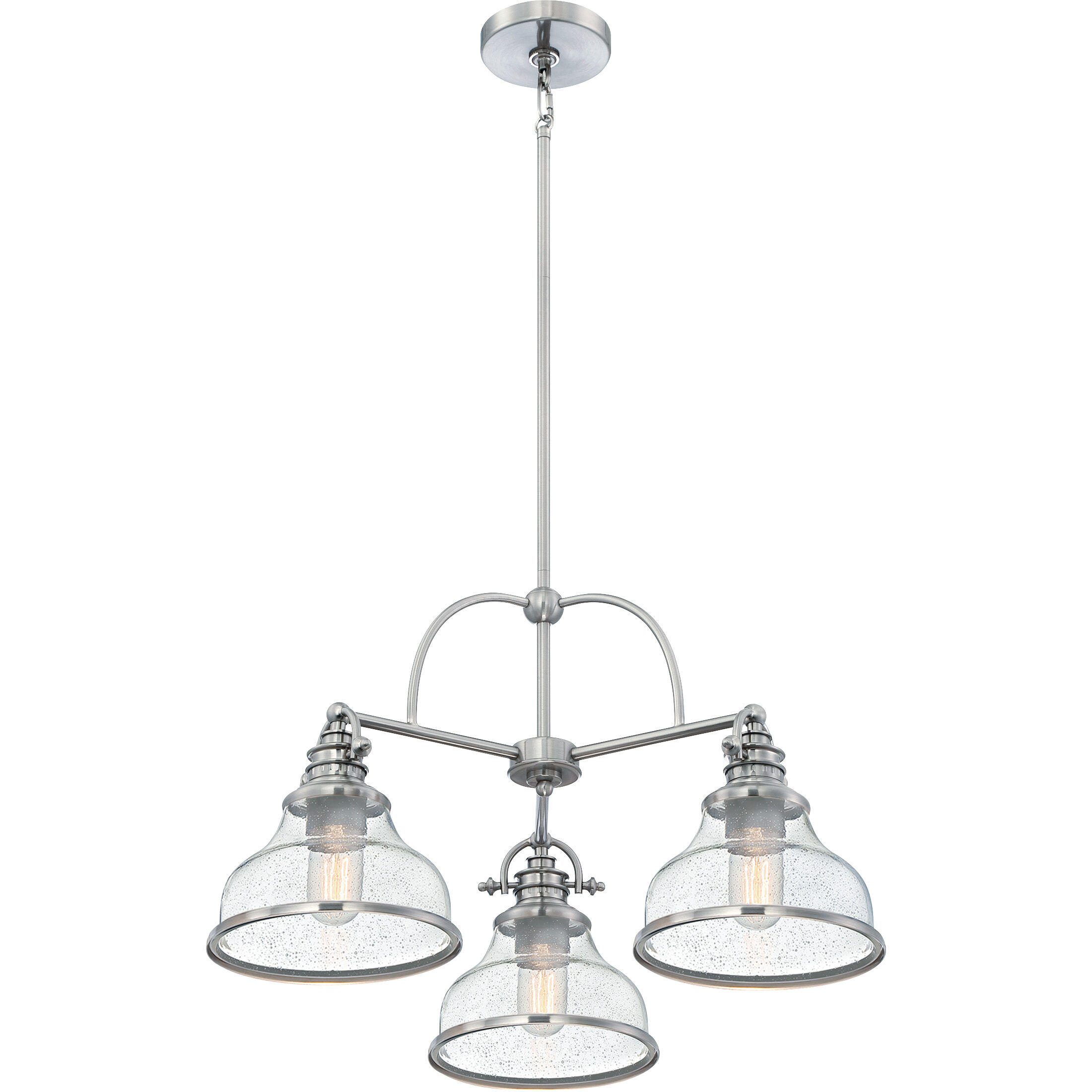 Grant 3 Light 24 inch Brushed Nickel Dinette Chandelier Ceiling Light