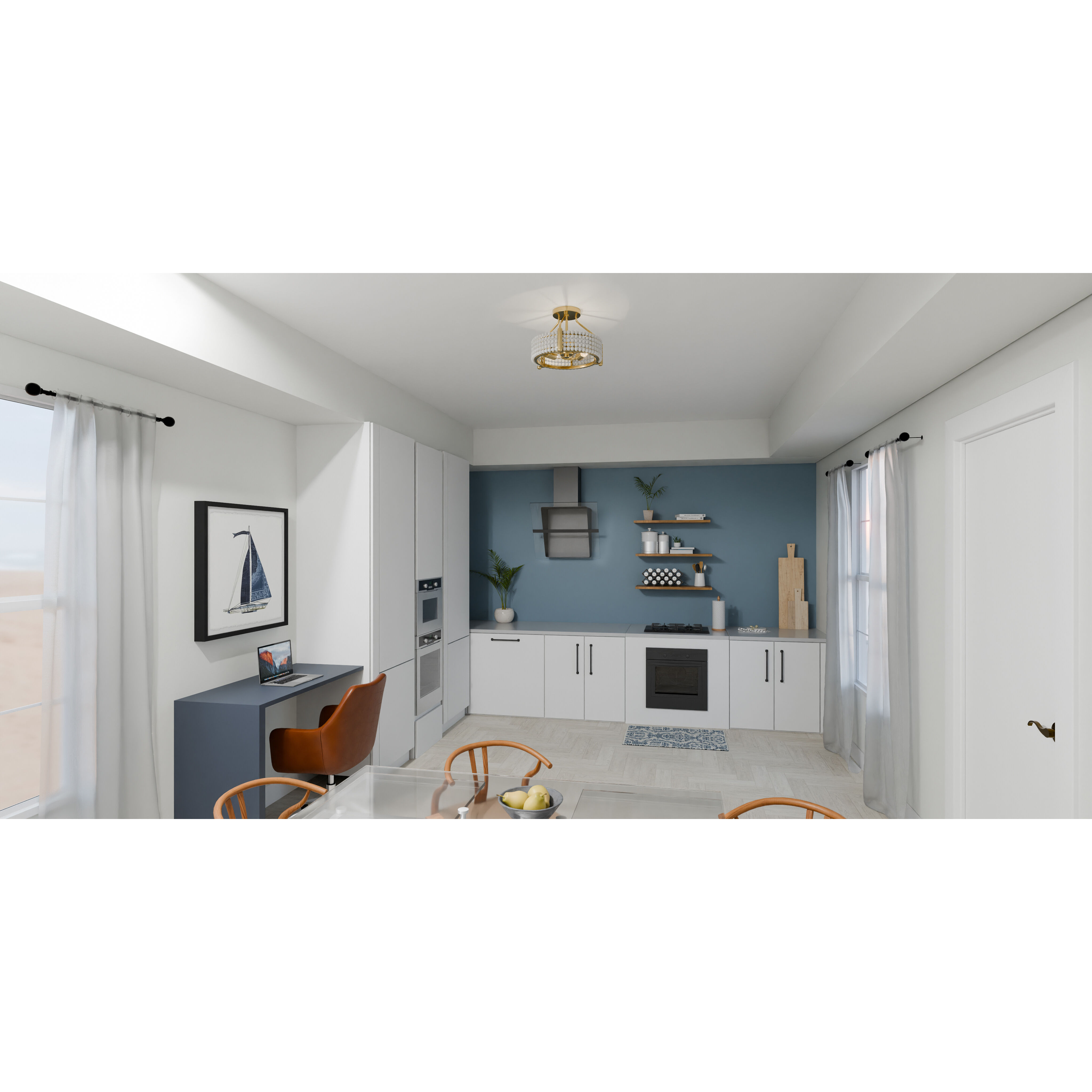 Molly 3 Light 16 inch Brushed Gold Semi-Flush Mount Ceiling Light, Medium