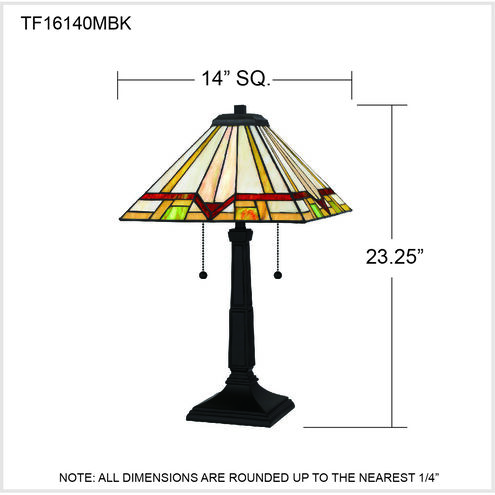 Tiffany 23 inch 75.00 watt Matte Black Table Lamp Portable Light, Tiffany