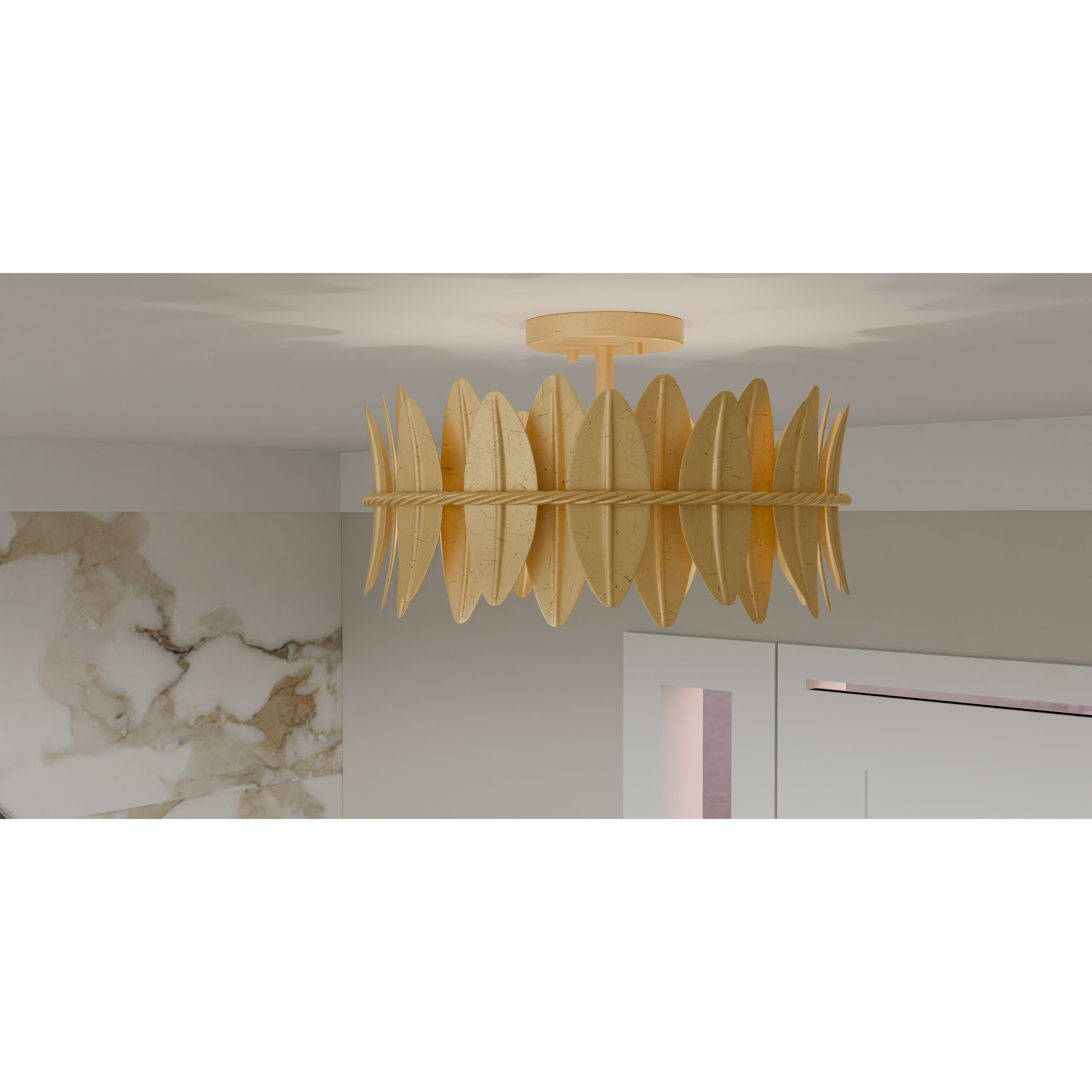 Liza 3 Light 16 inch Gold Leaf Semi-Flush Mount Ceiling Light, Medium